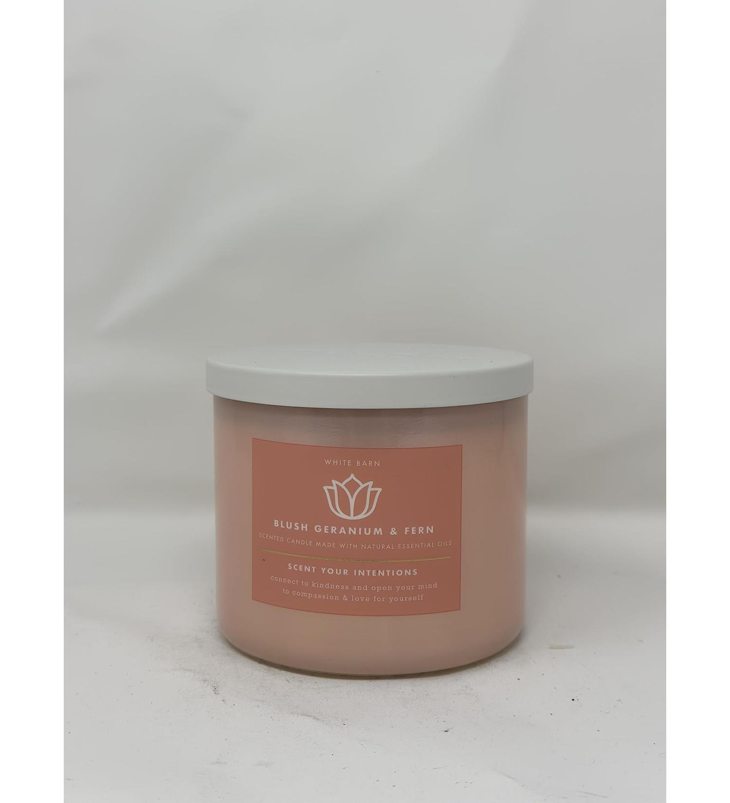 Blush Geranium & Fern 3 Wick Candle 14.5 oz / 411 g Made with Natural Essential Oils