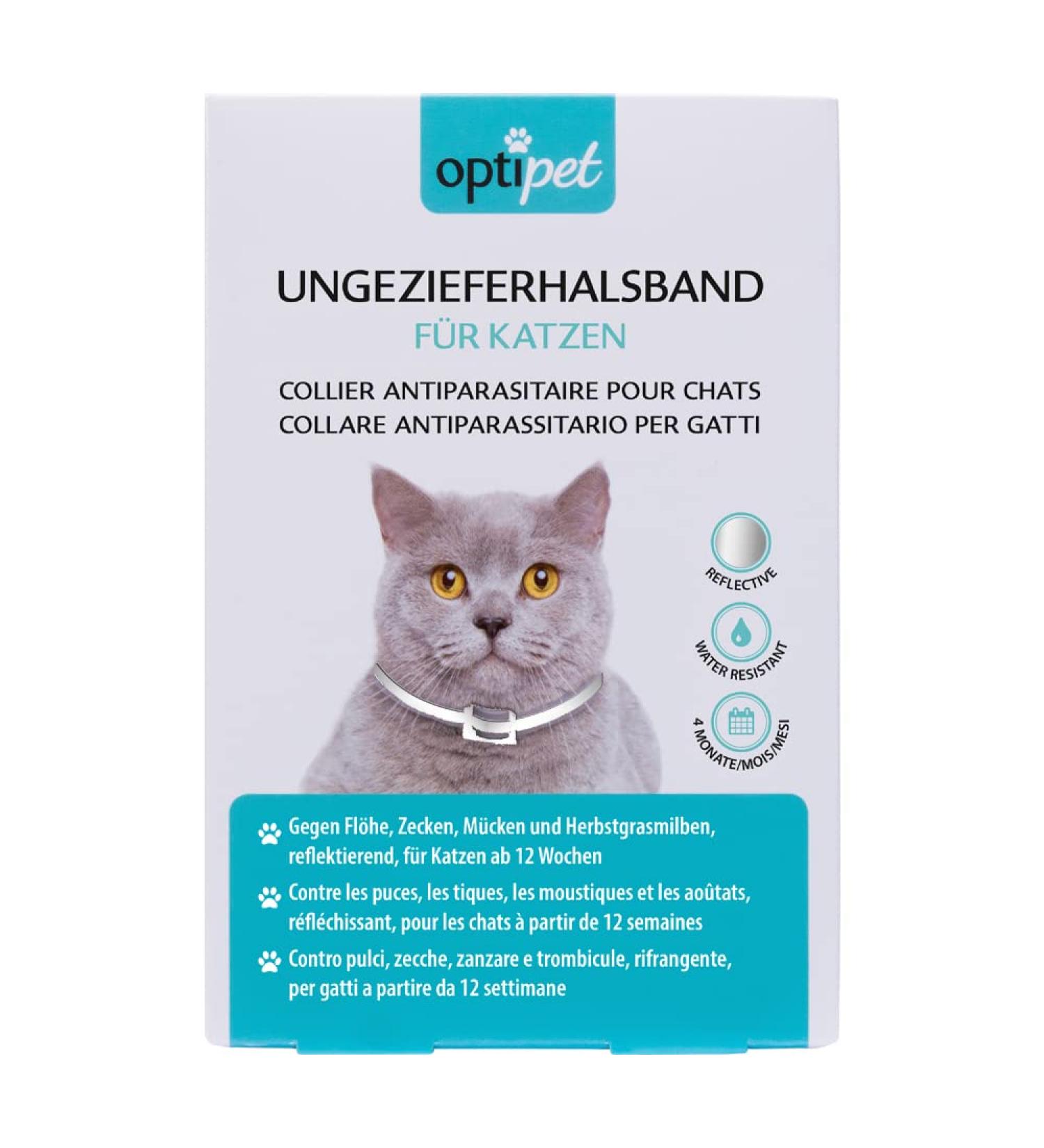 OptiPet Anti-Parasite Collar for Cats - 4 Months Protection Against Fleas Ticks & More | Reflective & Safe for Cats 12 Weeks+ - Buy Online on GoSupps.com