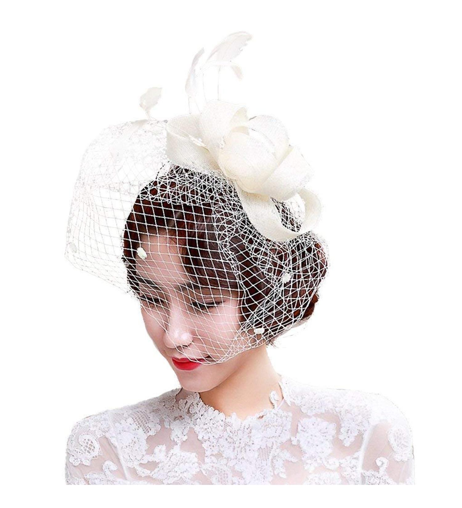 Shop FakeFace Fascinator Hats - Elegant Spring Flower Hair Clips & Accessories for Tea Parties Weddings and Church Events - Beige Women's Headgear - Buy Online on GoSupps.com