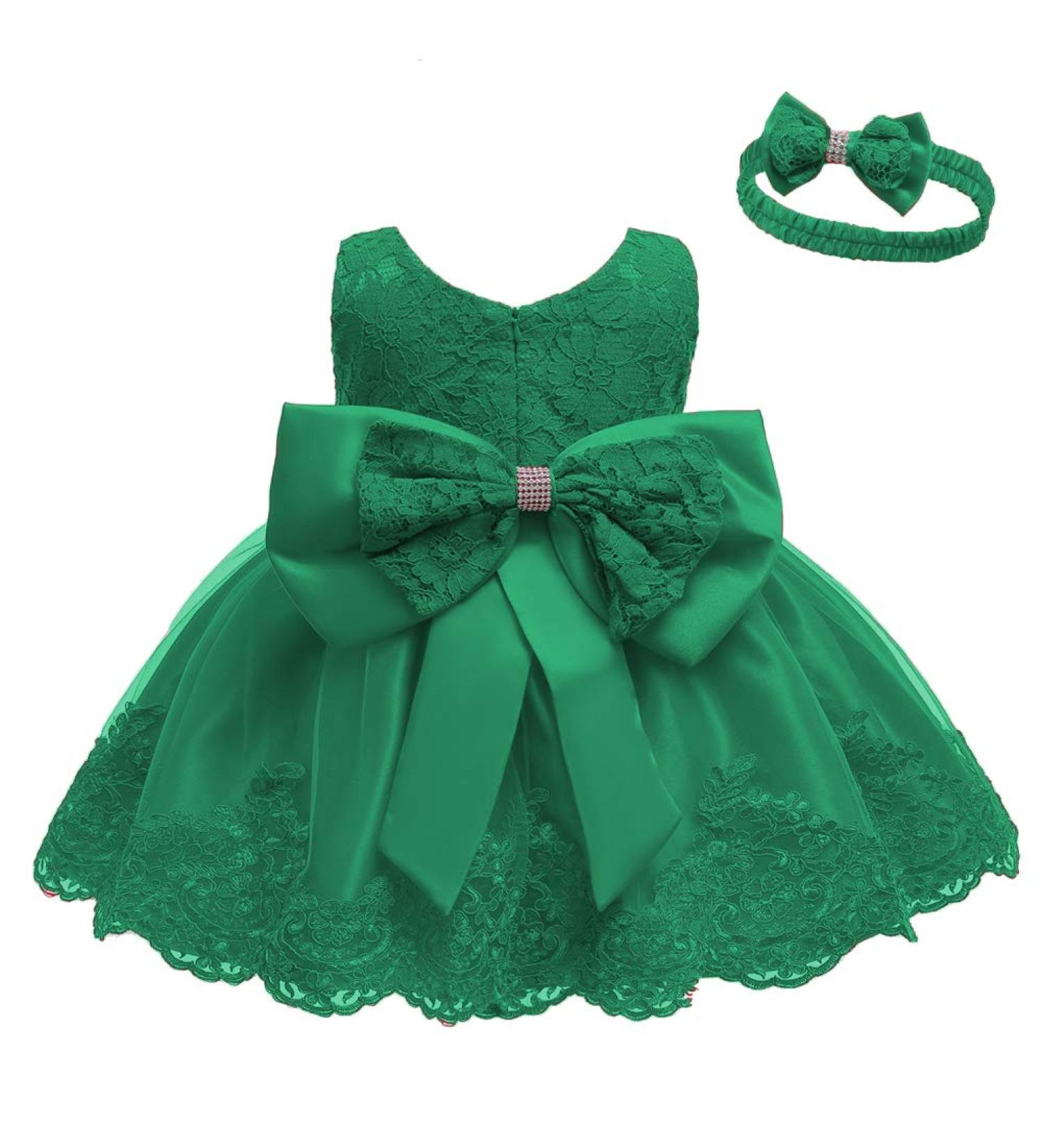 LZH Baby Girls Lace Dress: Wedding Pageant Baptism Tutu Gown 18-24 Months - Dark Green - Buy Online on GoSupps.com