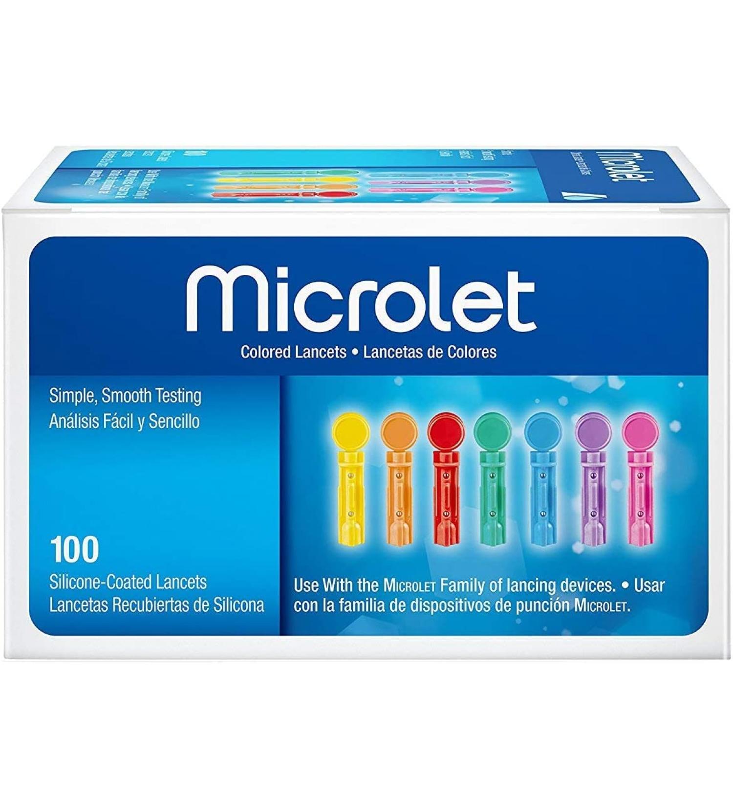 Microlet Colored Lancets 100 - Pack of 2 with Microlet Next Lancing Device - Buy Online on GoSupps.com