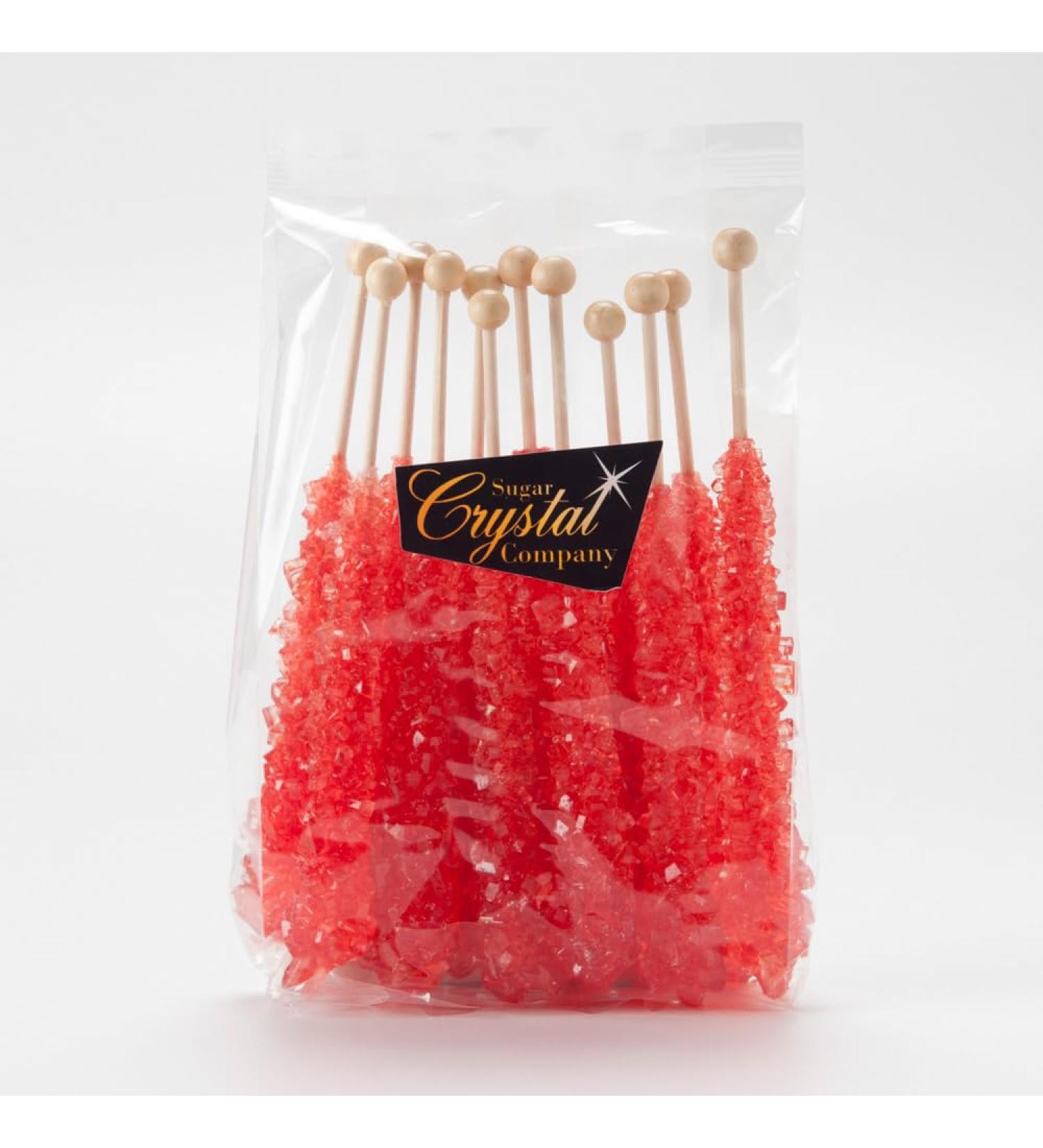 Red Strawberry Candy Sugar Crystal Rock on a Stick 12 x Lollies - Individually Wrapped - Candy Buffet Favours Cake Decorating - Drink/Cocktail Swizzle Stick Stirrers - Buy Online on GoSupps.com