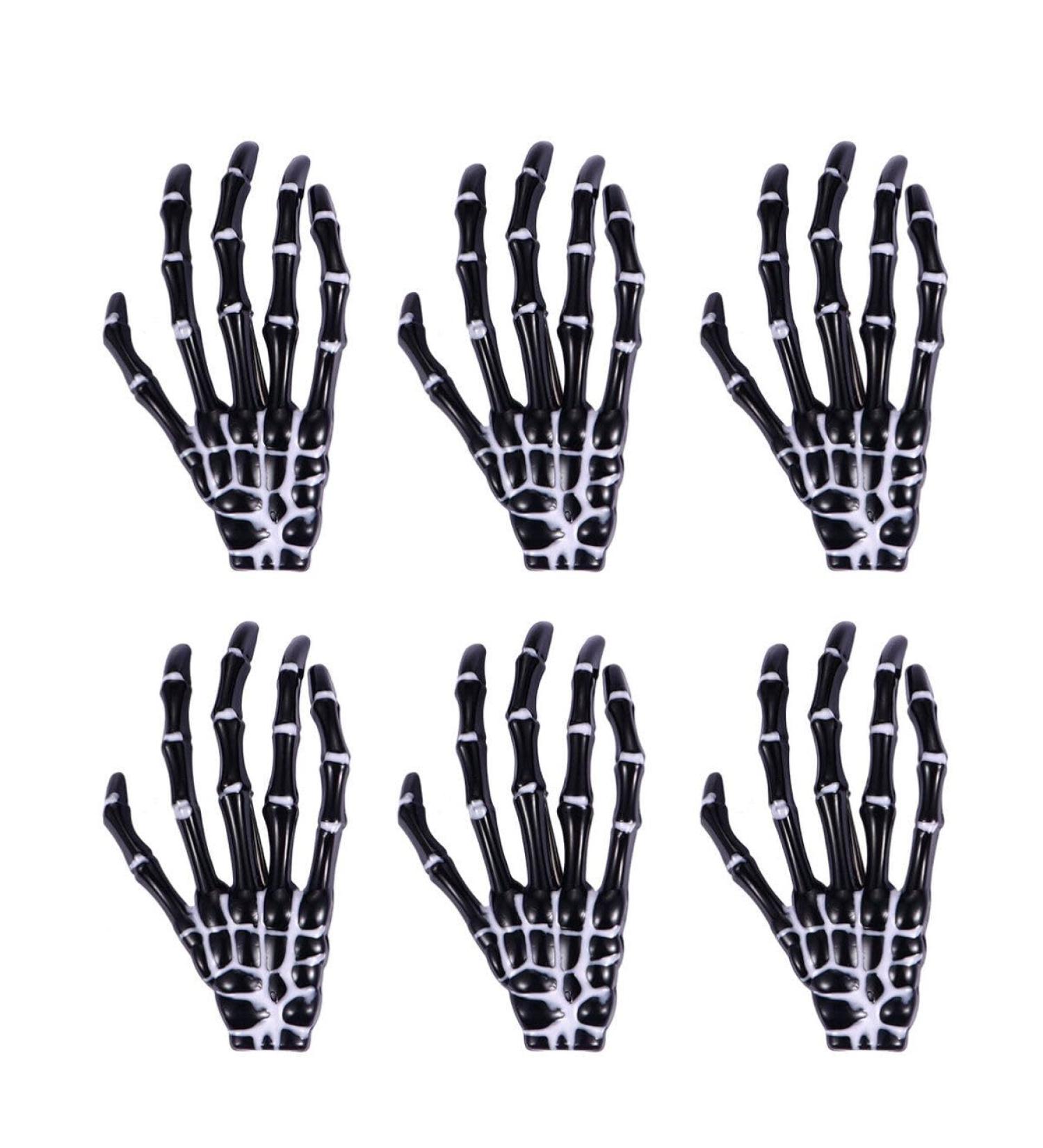 Lurrose 6Pcs Halloween Skeleton Hands Hair Clips - Gothic Bone Claws for Punk Rock Party Dress Up - Buy Online on GoSupps.com