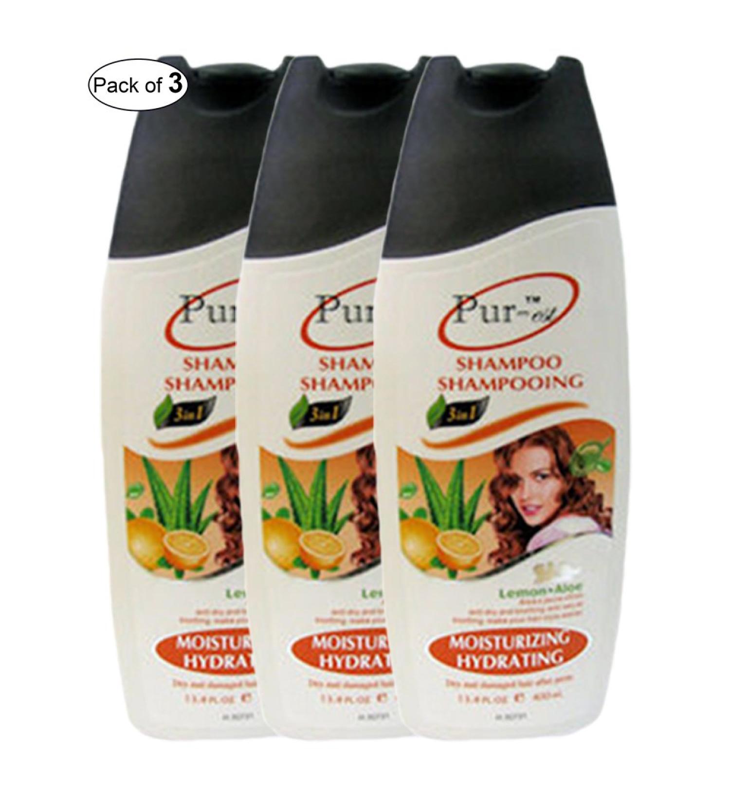 Moisturizing Hydrating Shampoo With Lemon+Aloe(400ml) (Pack of 3) by Purest