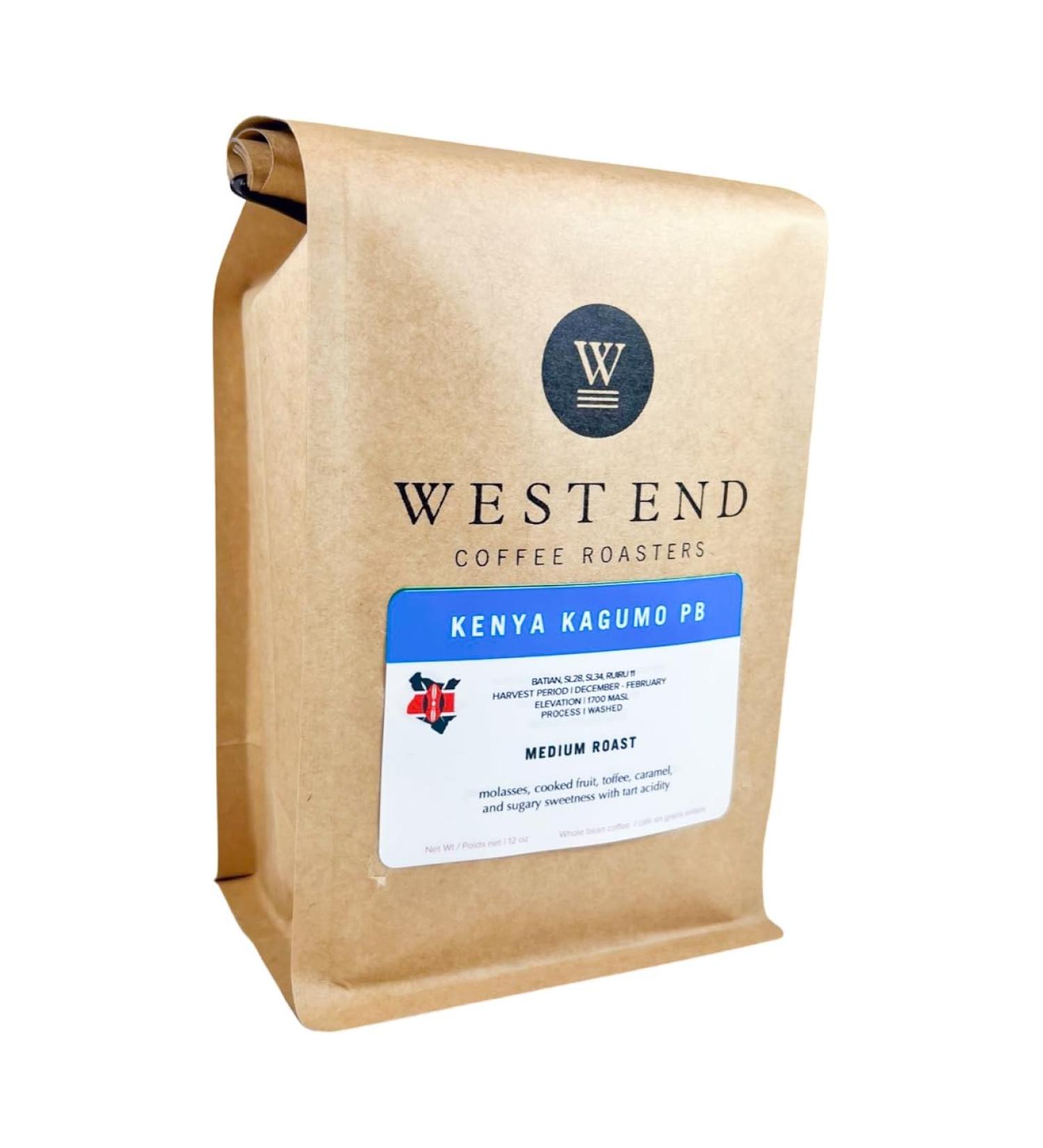 West End Coffee Roasters Kenya Kagumo PB Microlot Top Grade Single Origin Medium Roast Whole Bean (12oz/340.2g x 3) Kenya Kagumo PB Microlot - med roast 113.33 g (Pack of 3) - Buy Online on GoSupps.com
