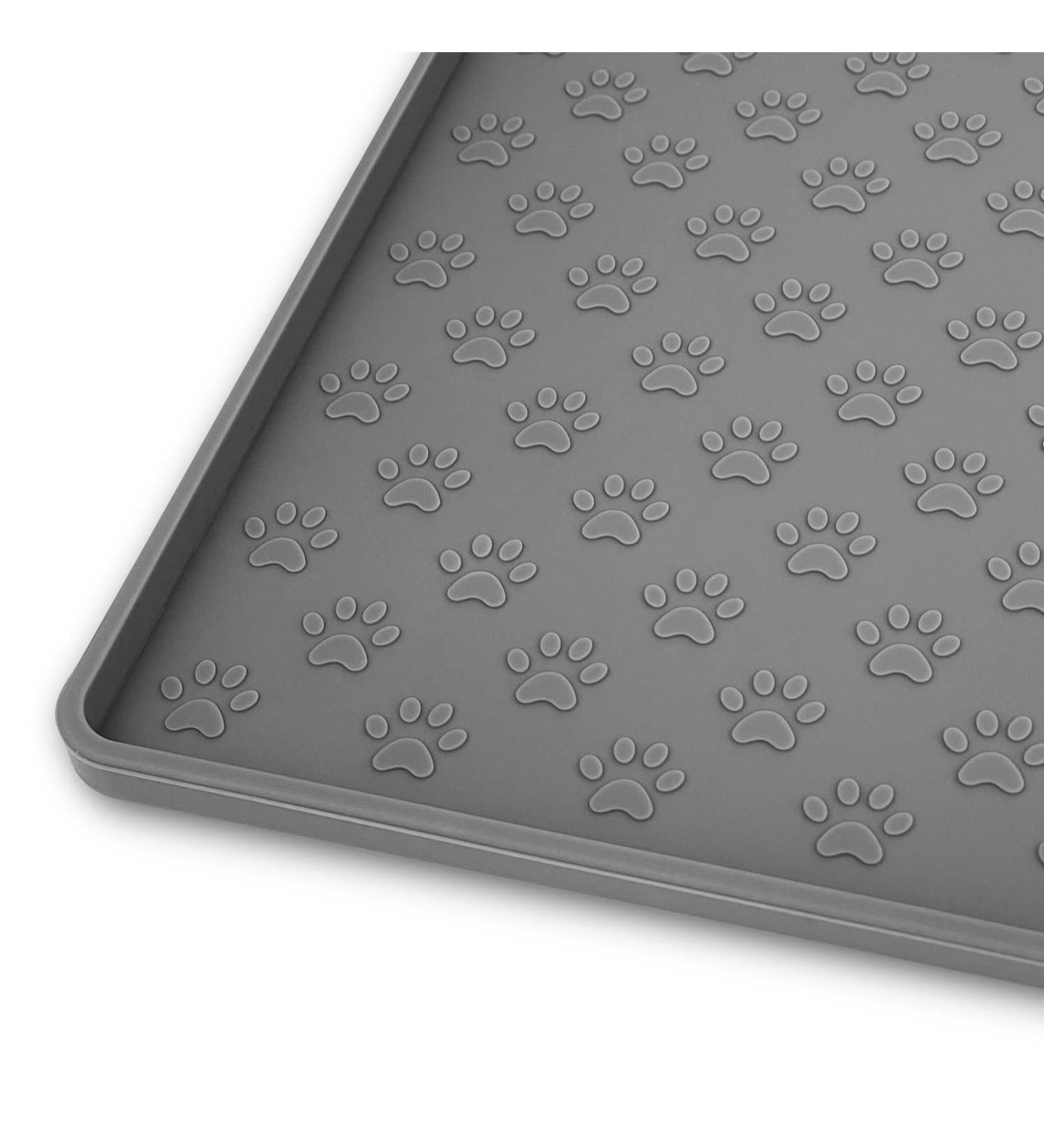 Ptlom Pet Placemat | Prevent Food & Water Overflow | 18 x 12 Grey | Suitable for Small, Medium, Big Dogs & Cats - Buy Online on GoSupps.com