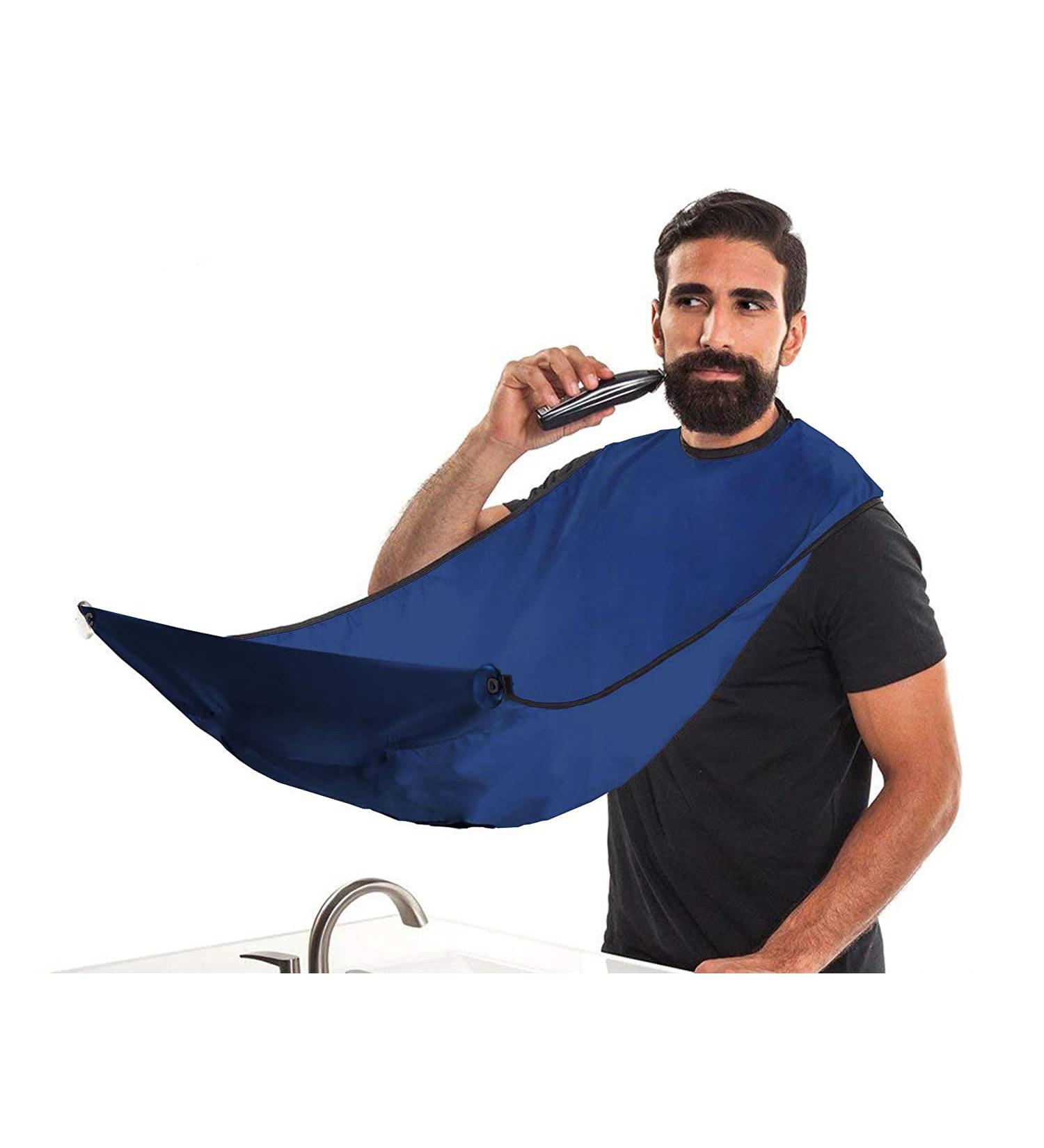Beard Bib Apron | Men's Hair Catcher for Shaving & Trimming | Grooming Accessories & Gifts for Dad (Blue - Buy Online on GoSupps.com