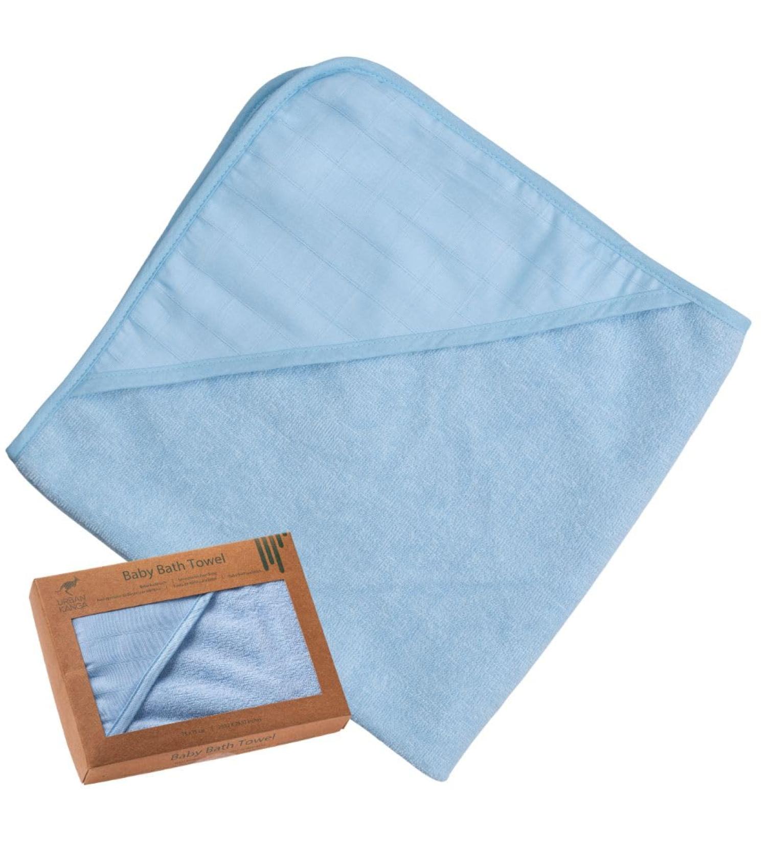 Urban Kanga Hooded Towel for Babies - Double-Sided Oeko-Tex Cotton Muslin Bath Towel (Crystal Blue) - Ship Internationally - Buy Online on GoSupps.com