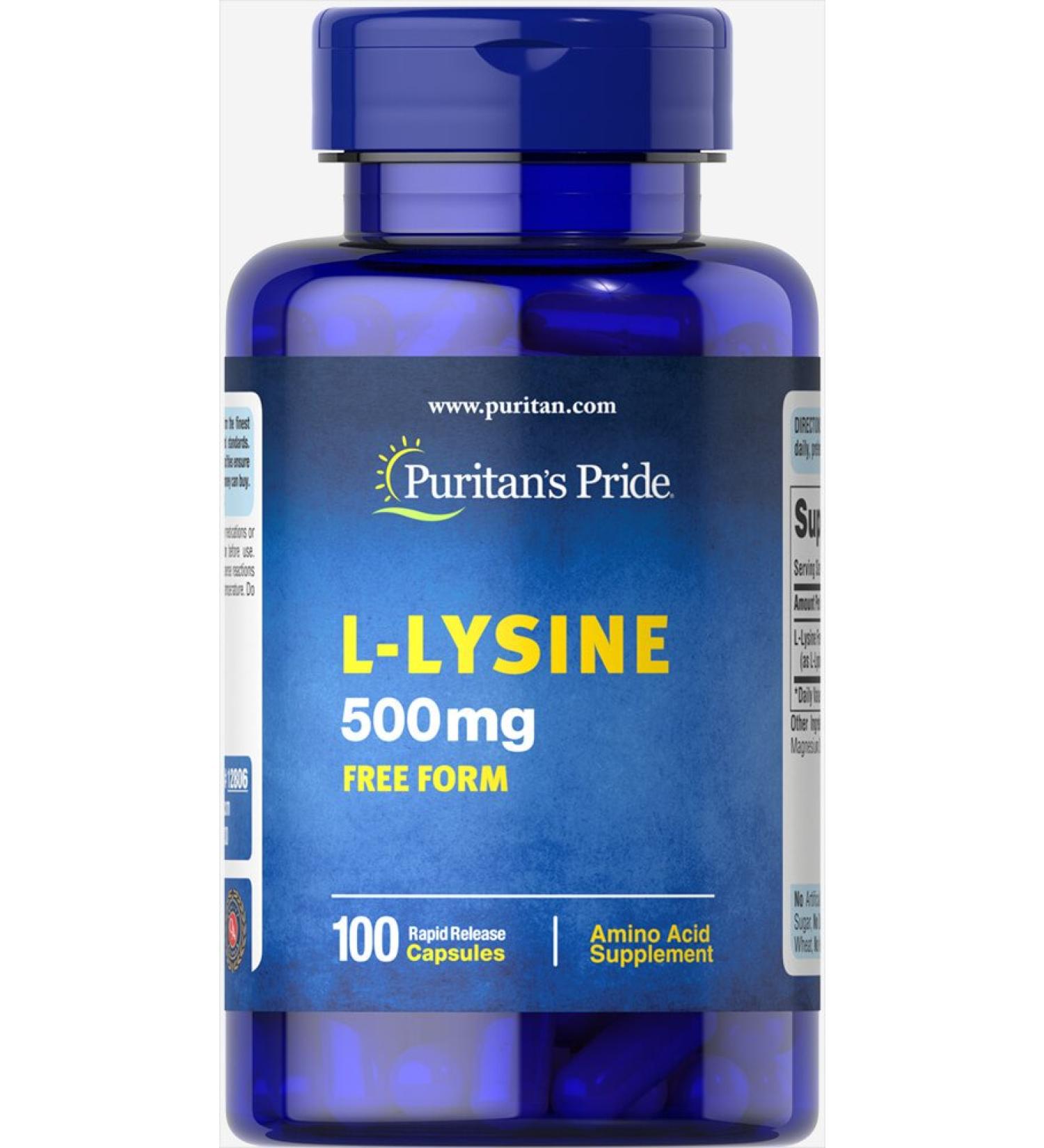 Puritan's Pride L-Lysine 500 mg-100 Capsules