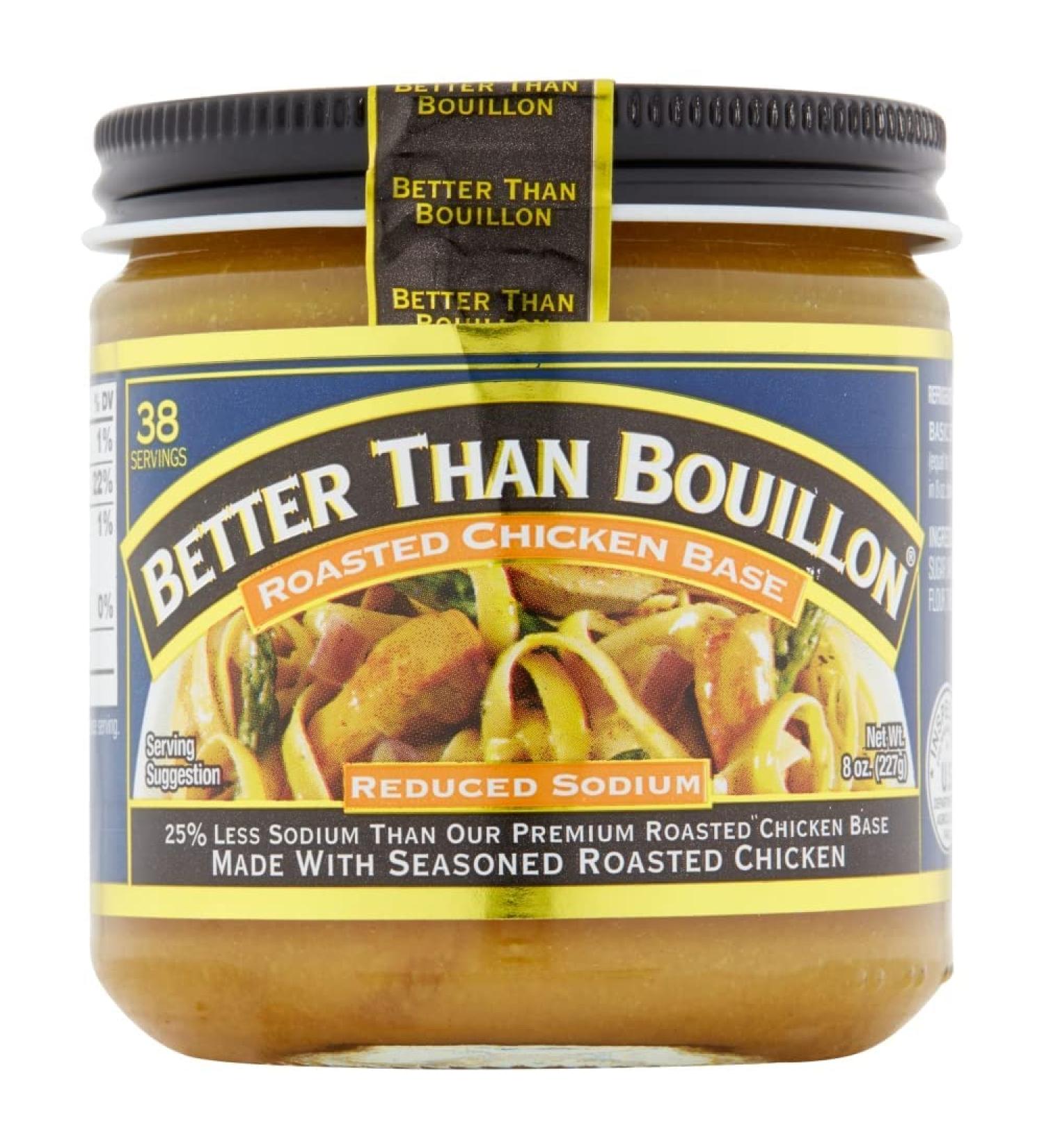 Better Than Bouillon Reduced Sodium Roasted Chicken Base Made with Seasoned Roasted Chicken & Less Sodium 38 Servings Per Jar 8 Ounce (Pack of 3) Chicken 170.1 g (Pack of 4) - Buy Online on GoSupps.com