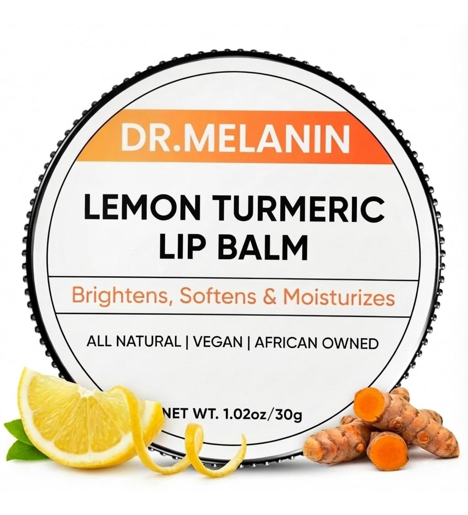 Dr. Melanin Lemon Turmeric Lip Balm for Dark Lips Natural Lip Moisturizer for Smokers Lip Care for Soft & Hydrated Lips Helps Improve Lip Tone 1.02 oz - Buy Online on GoSupps.com