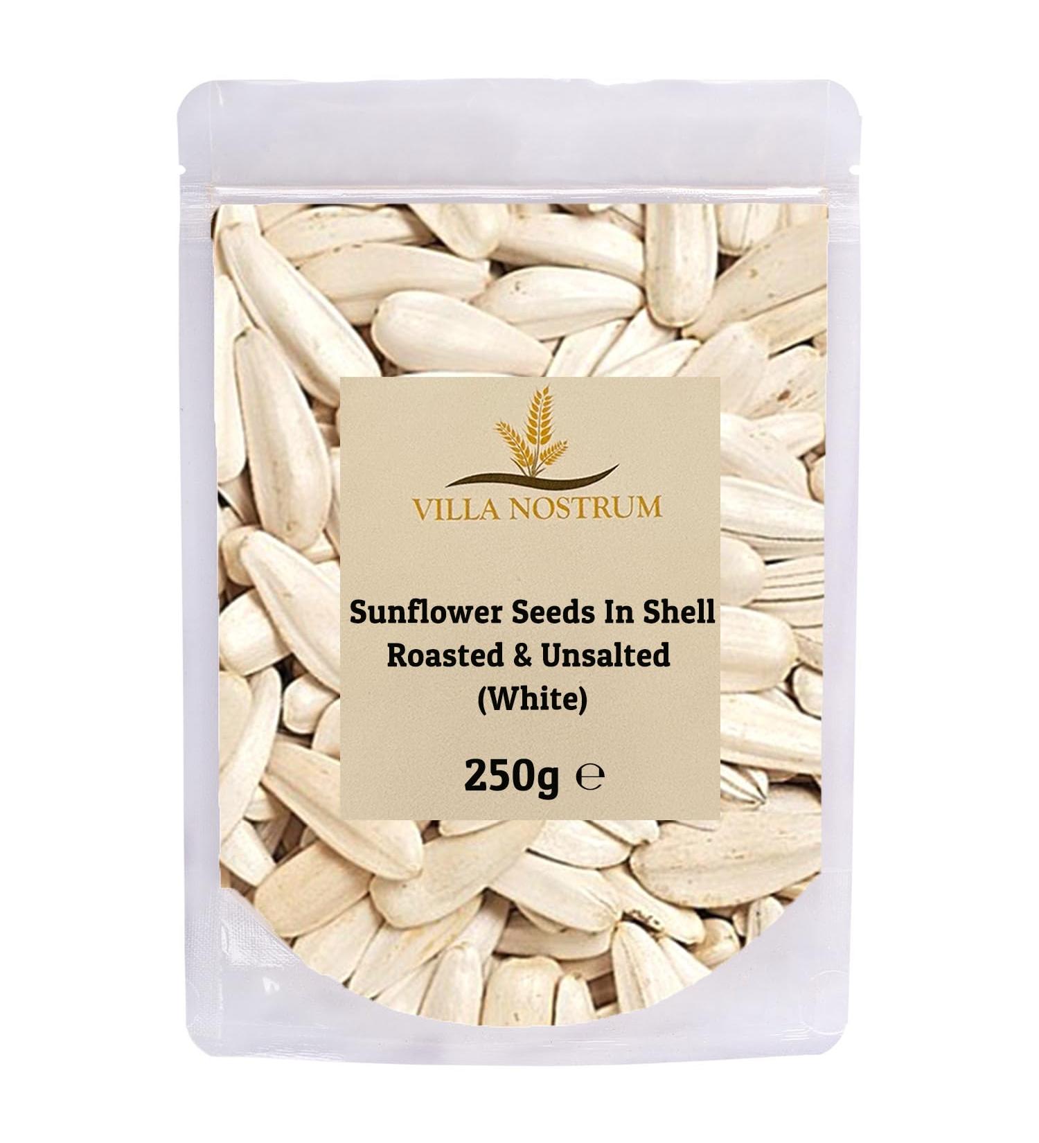 Sunflower Seeds in Shell - Roasted & Unsalted (White) 250g by Villa Nostrum