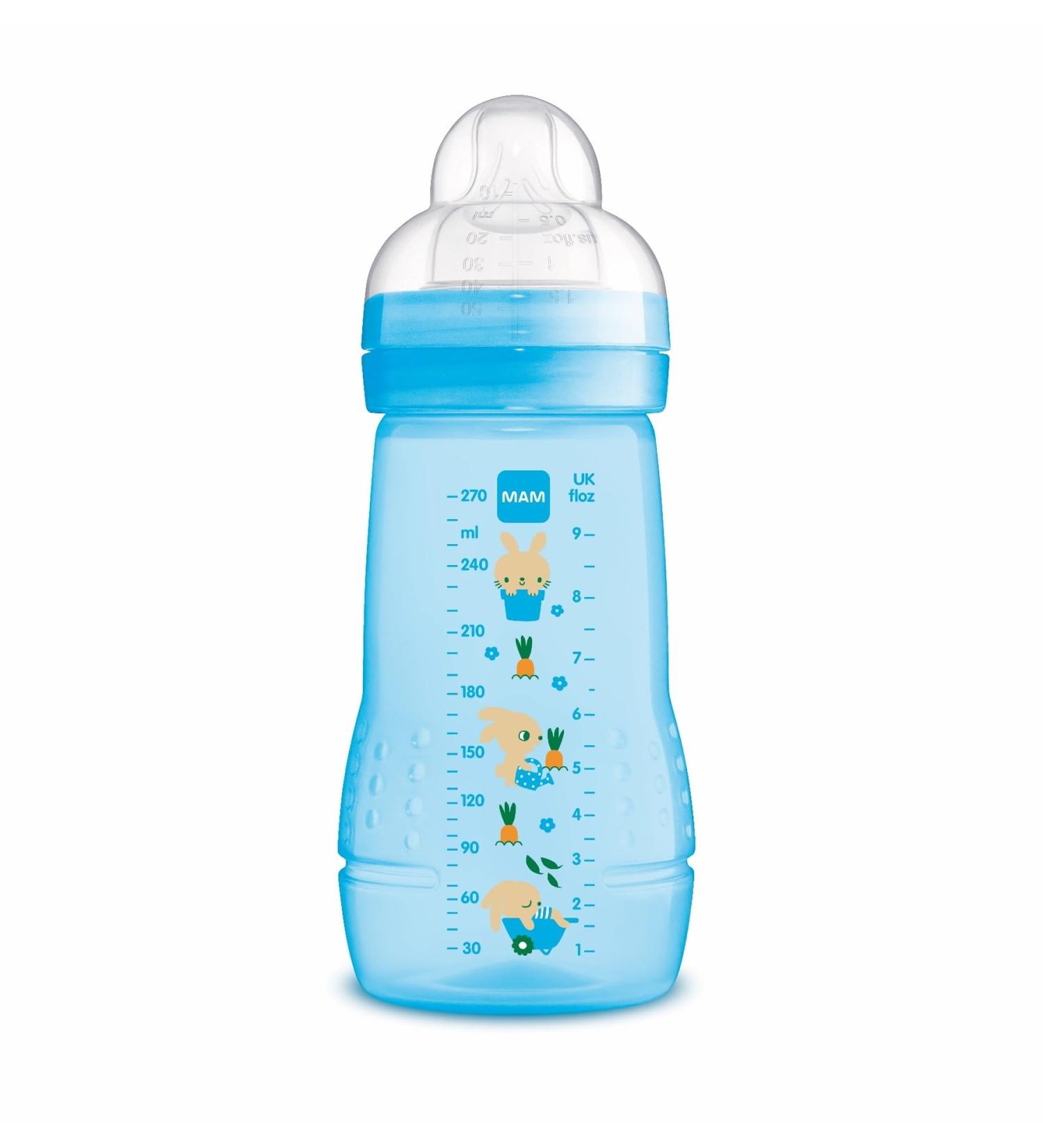 MAM Easy Active Baby Bottle A131 - Ultra Soft Silicone Teat 270ml Sterilizable for Babies 2 Months+ Blue - International Shipping Available - Buy Online on GoSupps.com