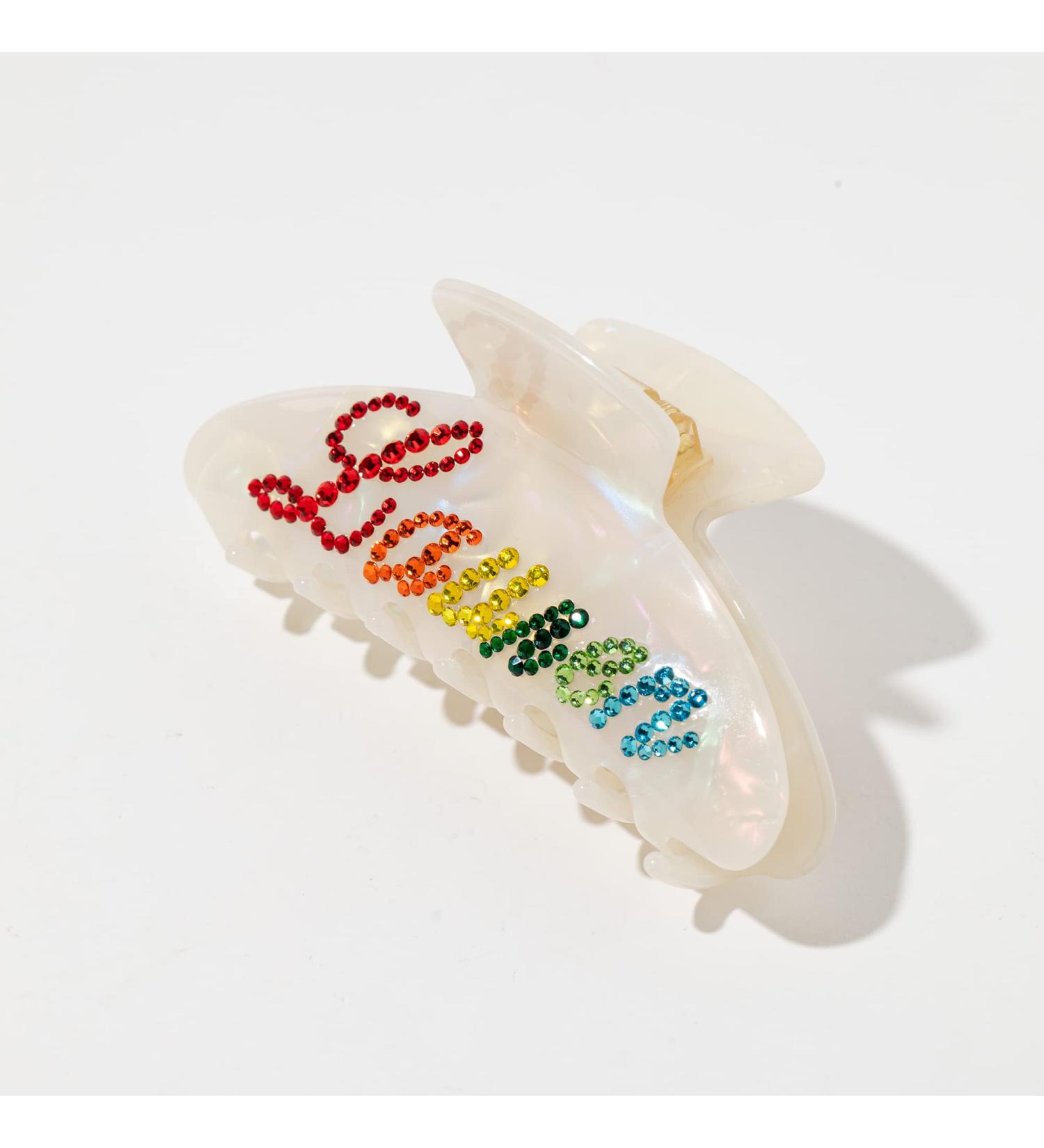 Custom Bride Hair Clips | Rhinestone Name Clips for Wedding | Large Matte Hair Claws for Thin & Long Hair | Nonslip & Strong Hold | Bridal Hair Accessories in Shell White - Buy Online on GoSupps.com