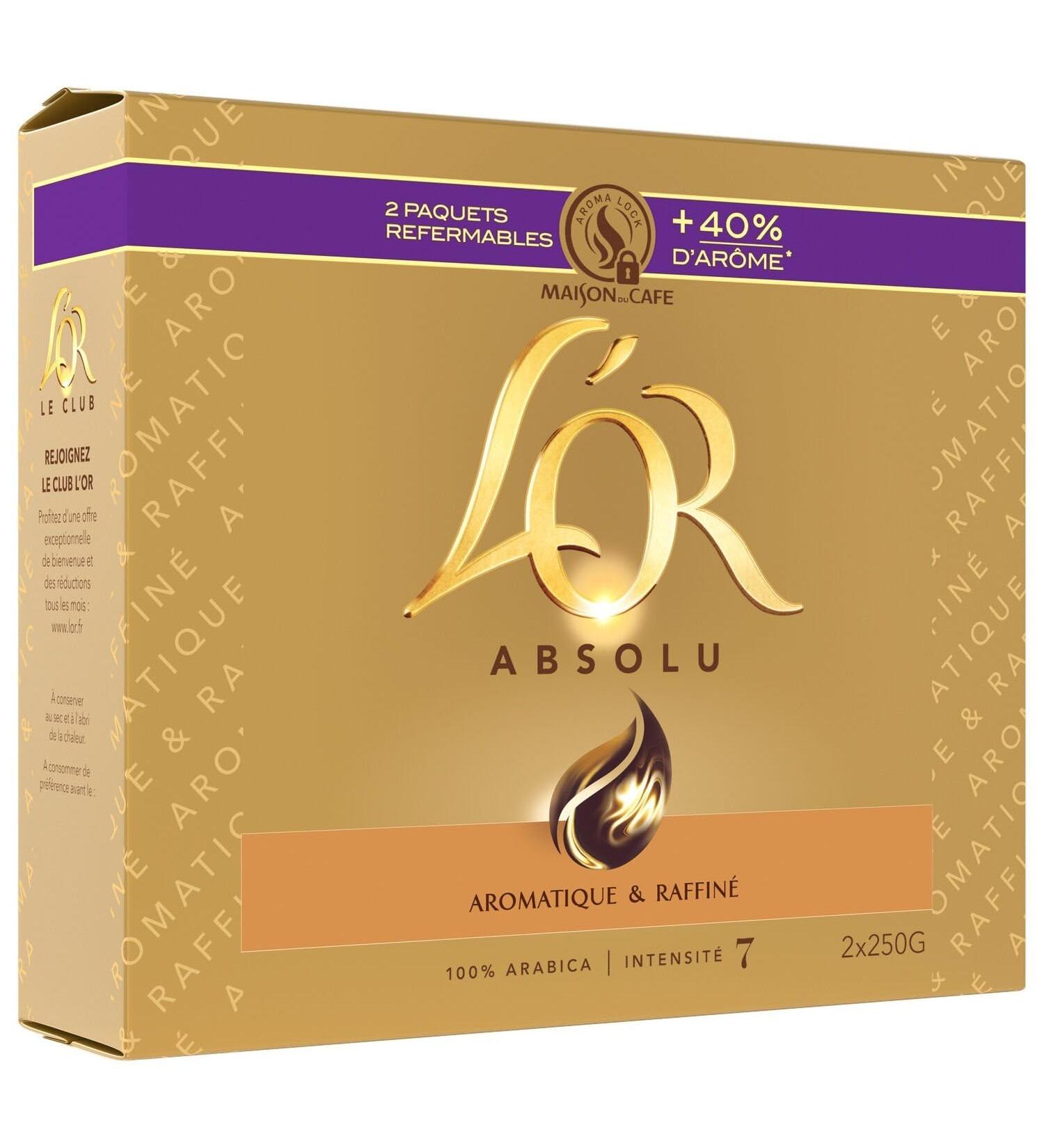 L'OR Caf Moulu Arabica Intense Ar me Riche et Cors pour une Pause Gourmande (2x250g) - Le Lot De 3