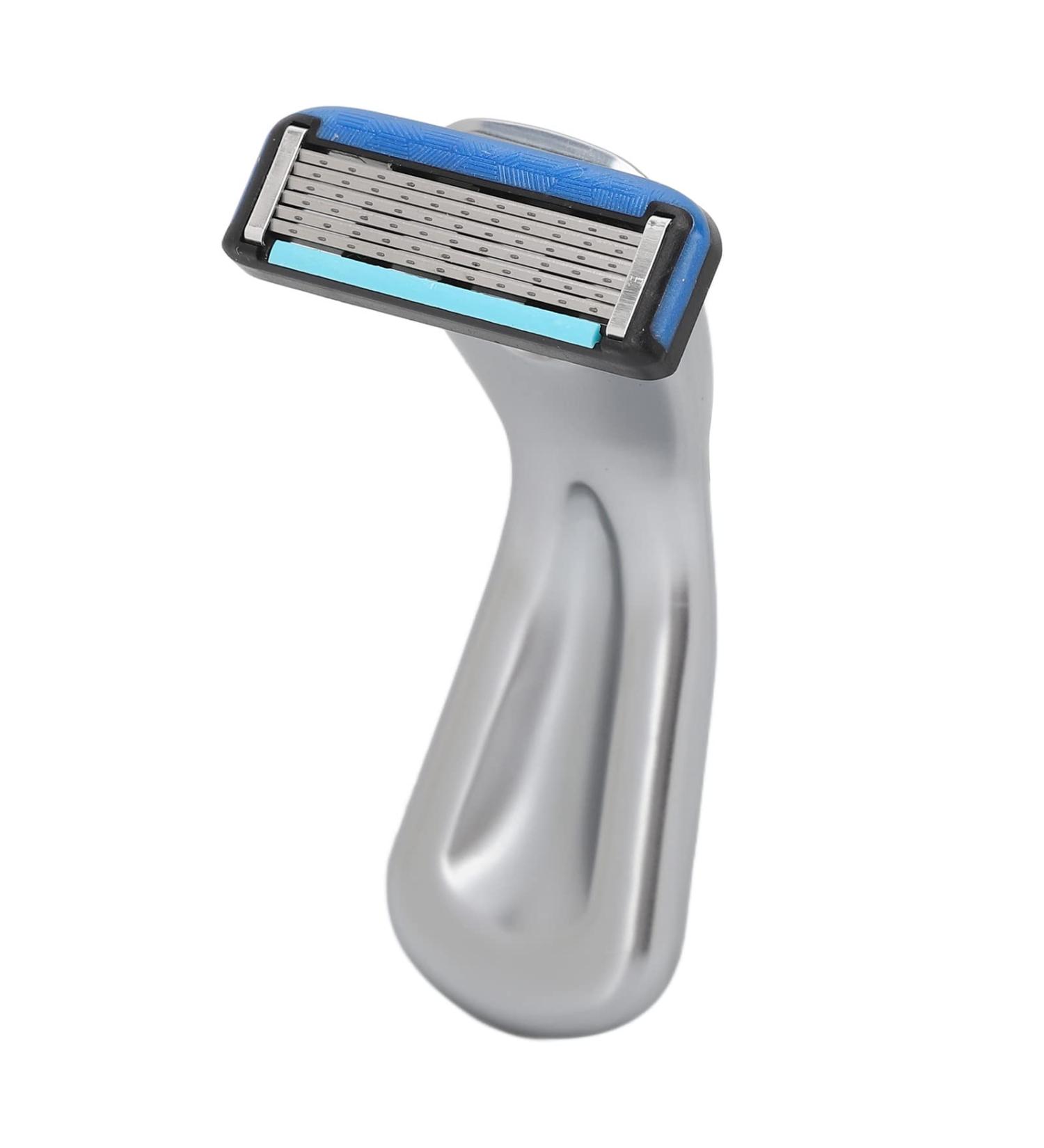 Premium Waterproof Manual Razor for Men - Portable Precise 6-Blade Shaver with Removable Quick Cutter (Matt Silver) - Buy Online on GoSupps.com