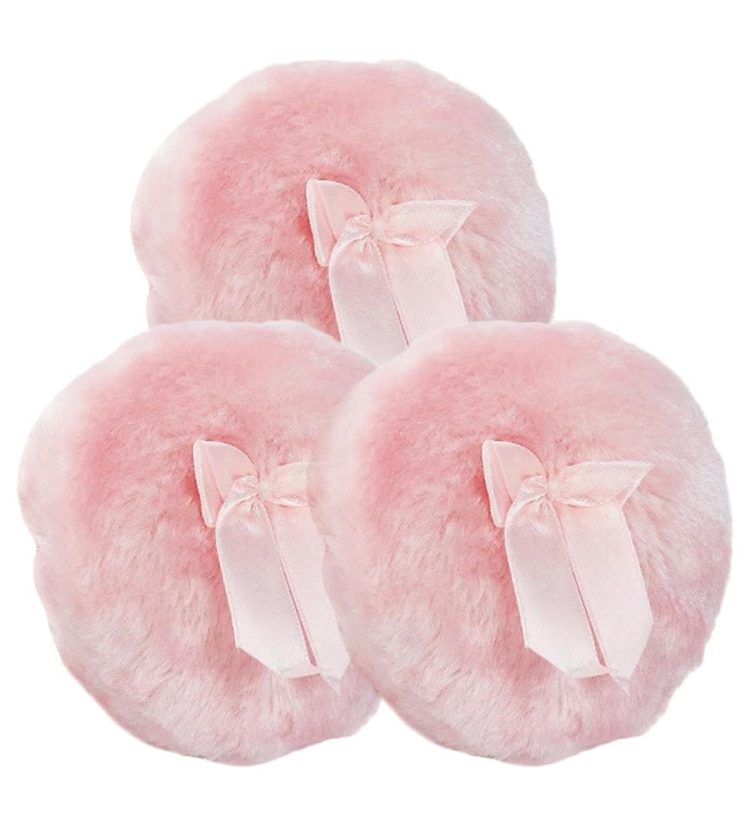 Vaguelly Lot de 3 Houppettes de Poudre pour B b Rondes Douces en Coton 100% Naturel Coloris Rose avec N ud D coratif Adapt es pour Soins Corporels et Maquillage pour Peau D licate - Buy Online on GoSupps.com