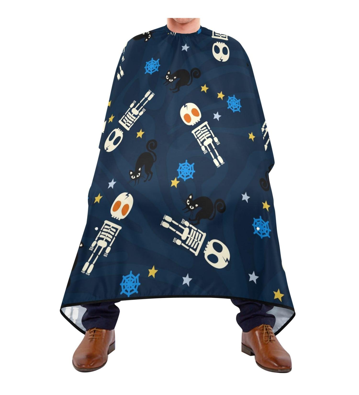 Waterproof Barber Cape - Skull & Star Pattern | Unisex Cheetah Haircut Bib for Men - International Shipping Available - Buy Online on GoSupps.com