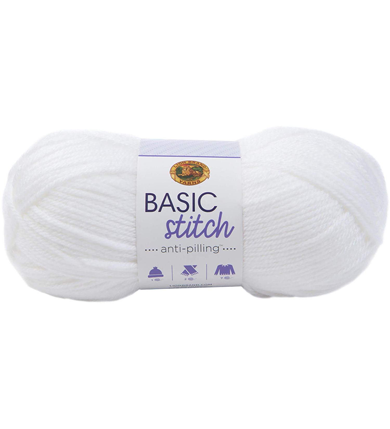 Lion Brand Basic Stitch Anti-Pilling Knitting Yarn - White - 1 Pack | Crochet & Knitting Yarn - Buy Online on GoSupps.com