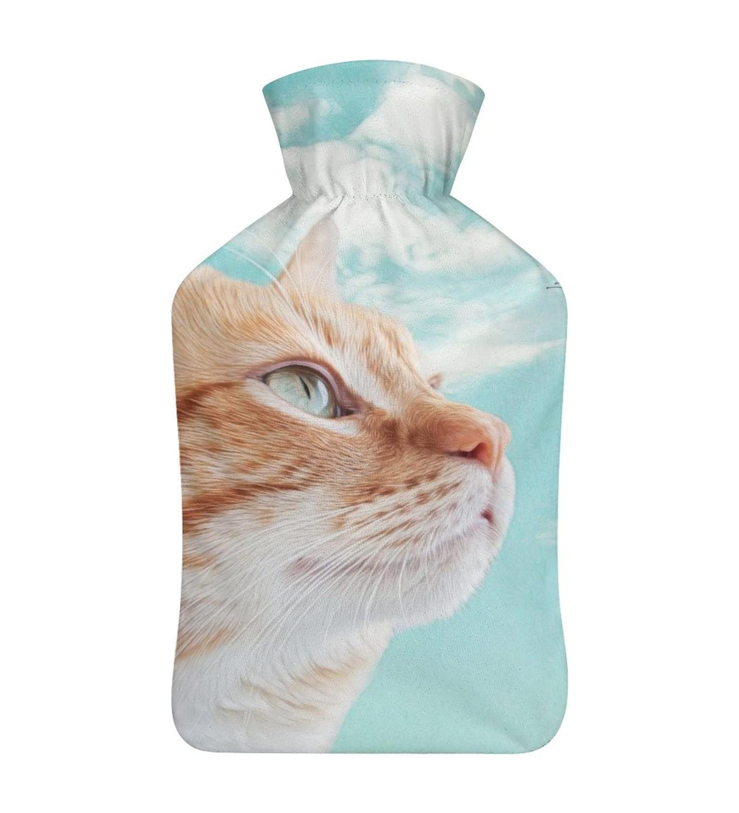 Hot Water Bottle with Lid - Cat & Butterfly Design for Pain Relief Cramps Foot Warmer | Rubber Hot Water Bag for Cold & Hot Therapy - Buy Online on GoSupps.com