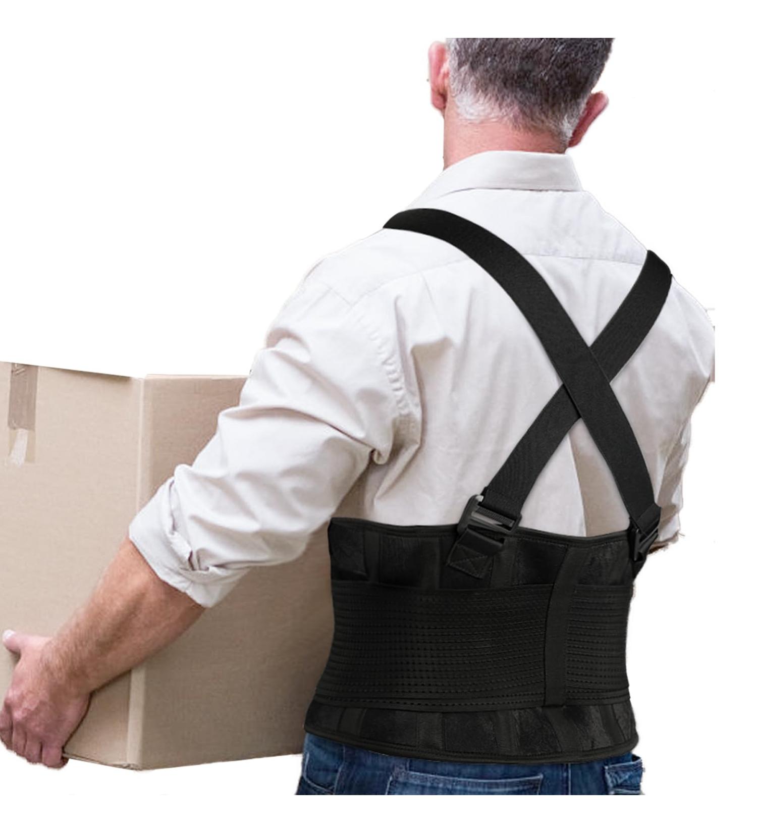 Work Back Brace with Removable Suspenders - XL/2XL Lower Back Pain Protection for Men & Women | Ideal for Moving Construction Warehouse & Heavy Lifting - Buy Online on GoSupps.com