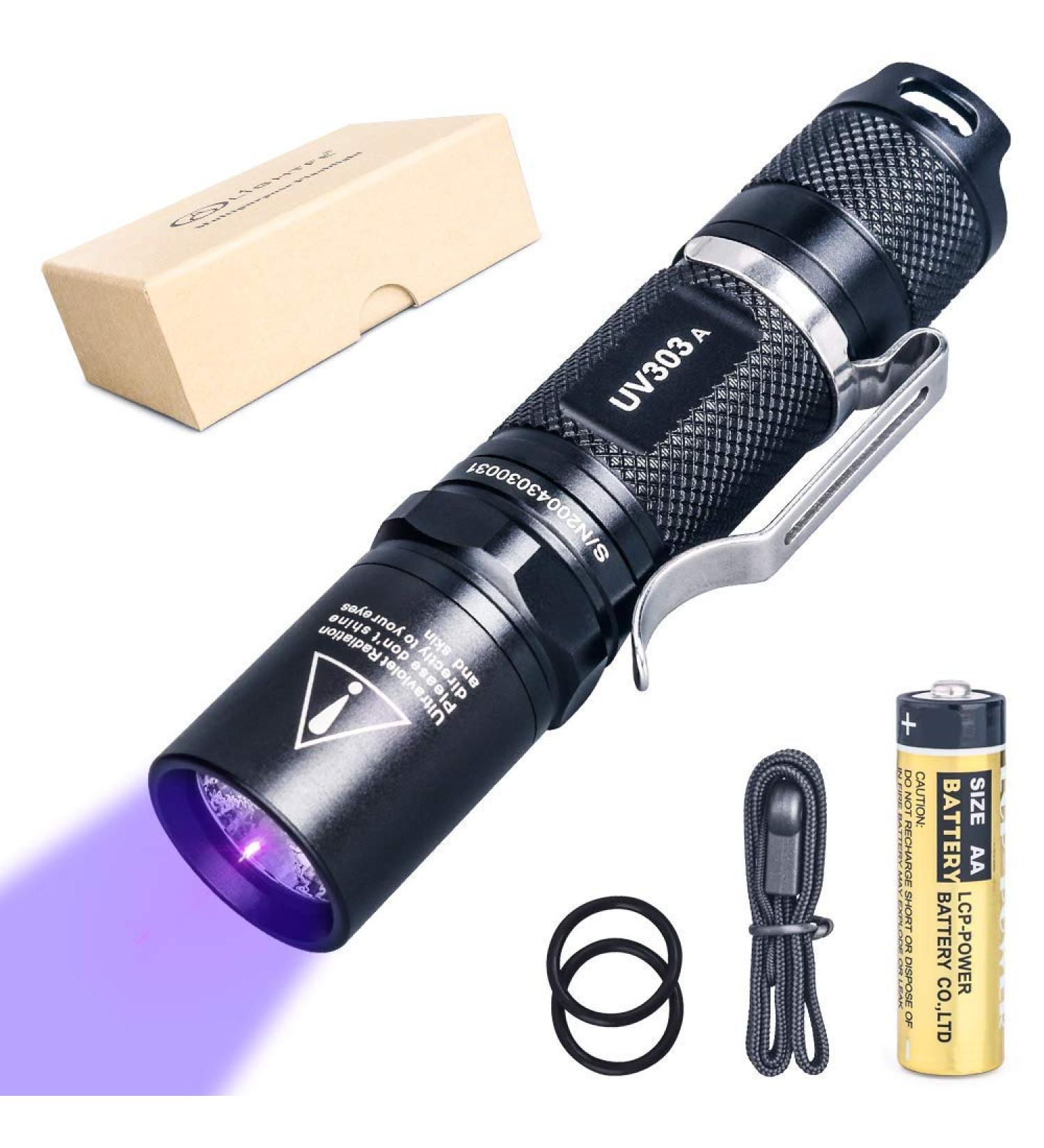 LIGHTFE Blacklight 395nm UV Flashlight UV303A with High Power Output Pure Beam UV Light Torch for Glue Curing Rock and Mineral Fluorescent Glowing Pet Urine Detector Light AC Leak Detector - Buy Online on GoSupps.com
