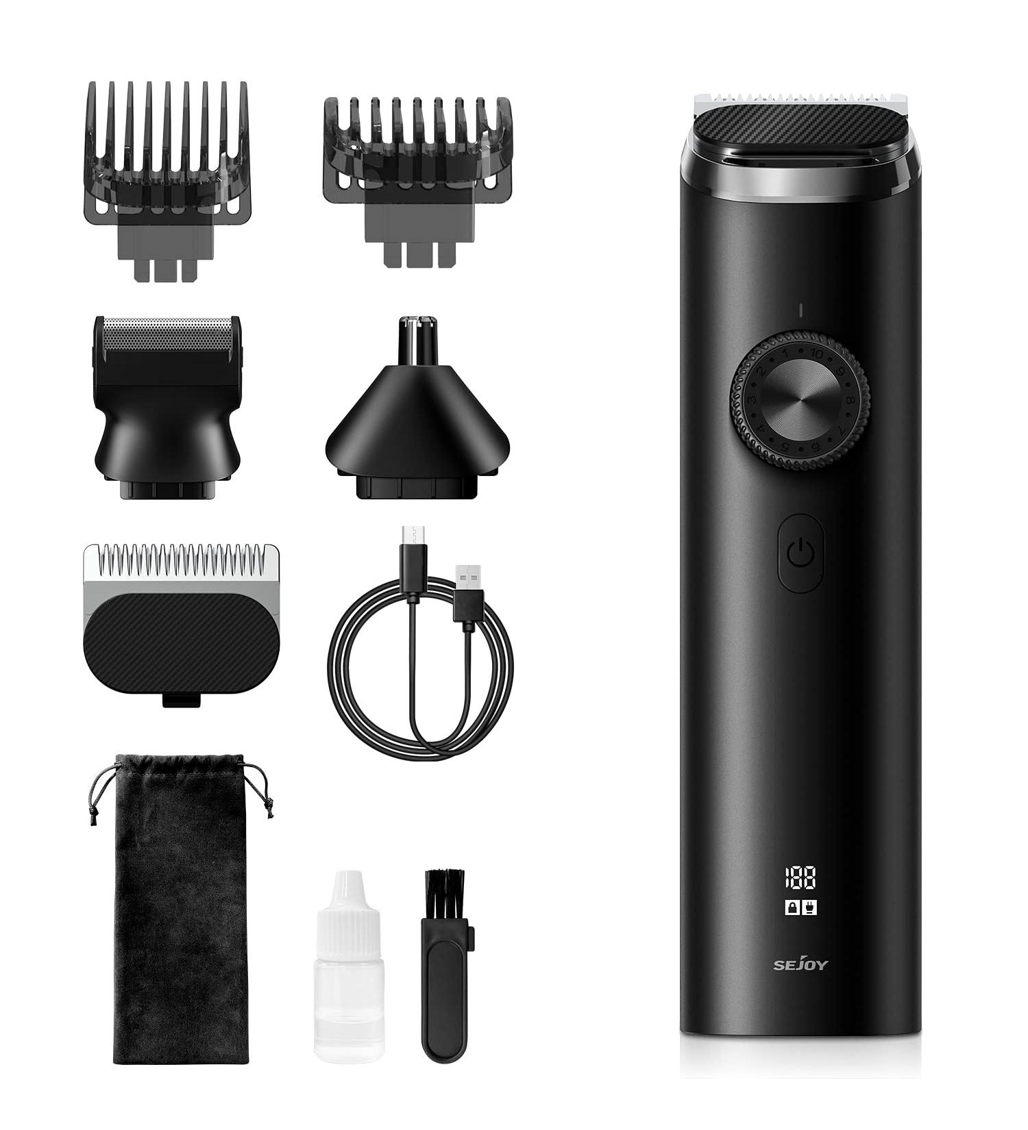 Sejoy Beard Trimmer for Men - Cordless Waterproof Hair Clippers & Grooming Kit with USB Rechargeable & LED Display - Buy Online on GoSupps.com