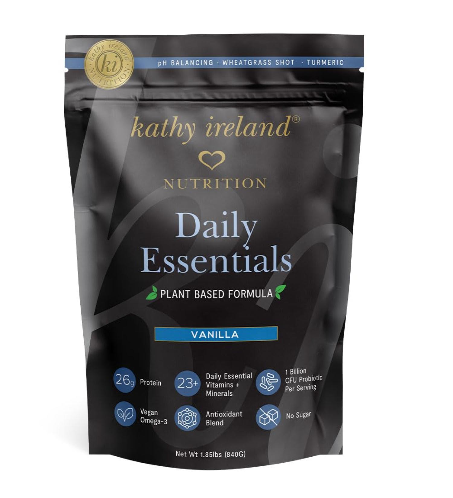 Kathy Ireland Daily Essentials Plant Based Protein Powder Mix 1.85 lbs - Vanilla Flavor | Shop Internationally & Boost Your Health - Buy Online on GoSupps.com