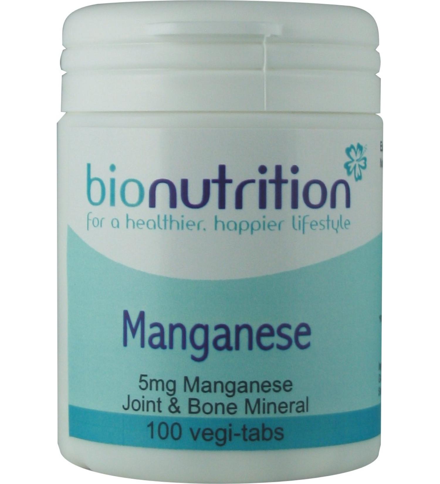 Bio Nutrition Manganese 5mg : Joint Health Mineral : 100 vegi-tabs