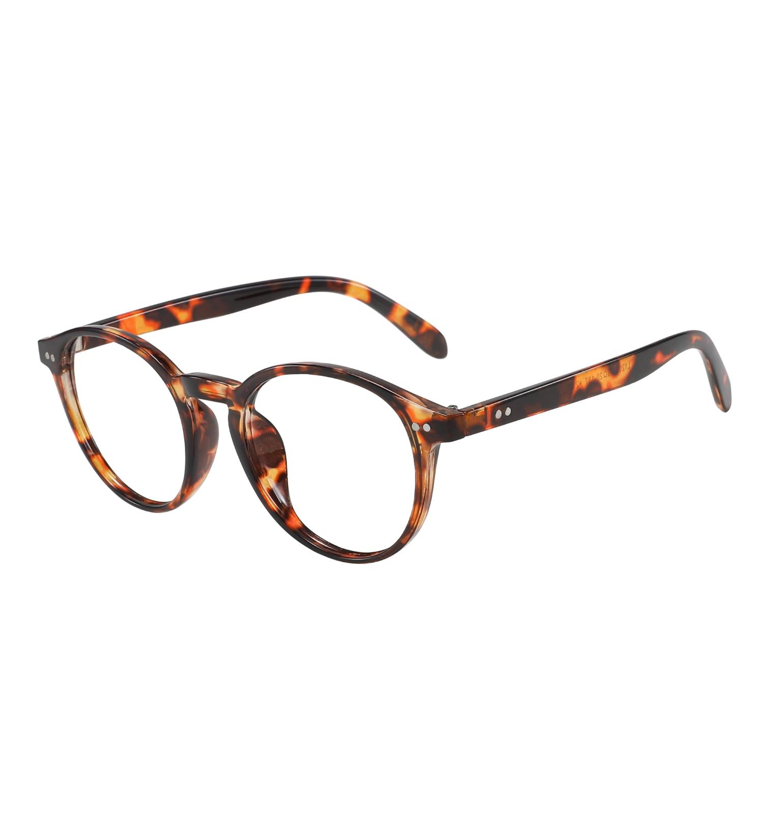 Stylish Blue Light Blocking Reading Glasses for Men & Women - Tortoiseshell Round Frame 2.5 - Buy Online on GoSupps.com