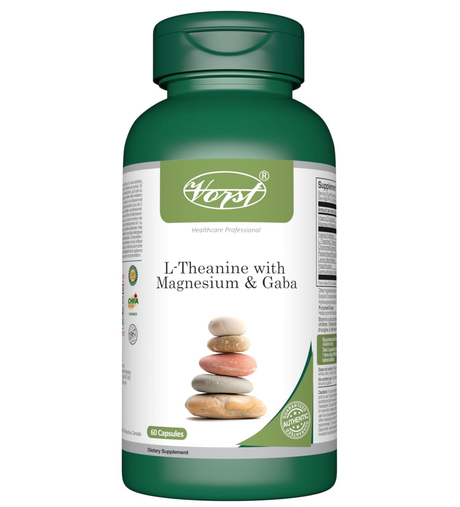 VORST L-Theanine with Magnesium and Gaba 60 Capsules | Powder Pills Supplement | 1 Bottle 60 count (Pack of 1) - Buy Online on GoSupps.com