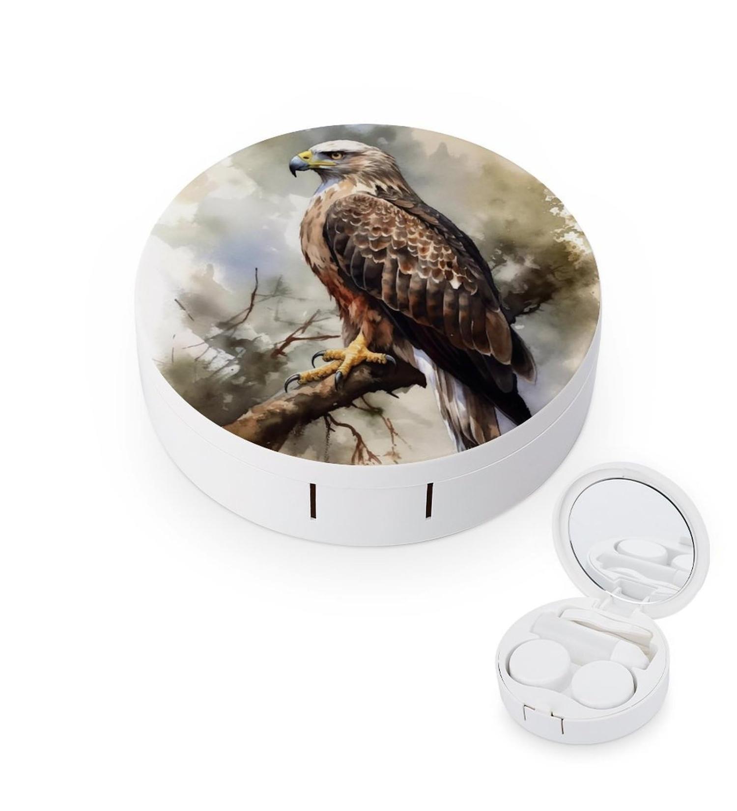 Watercolor Hawk Contact Lens Case - Portable Travel Storage Box for Contact Lenses - Buy Online on GoSupps.com