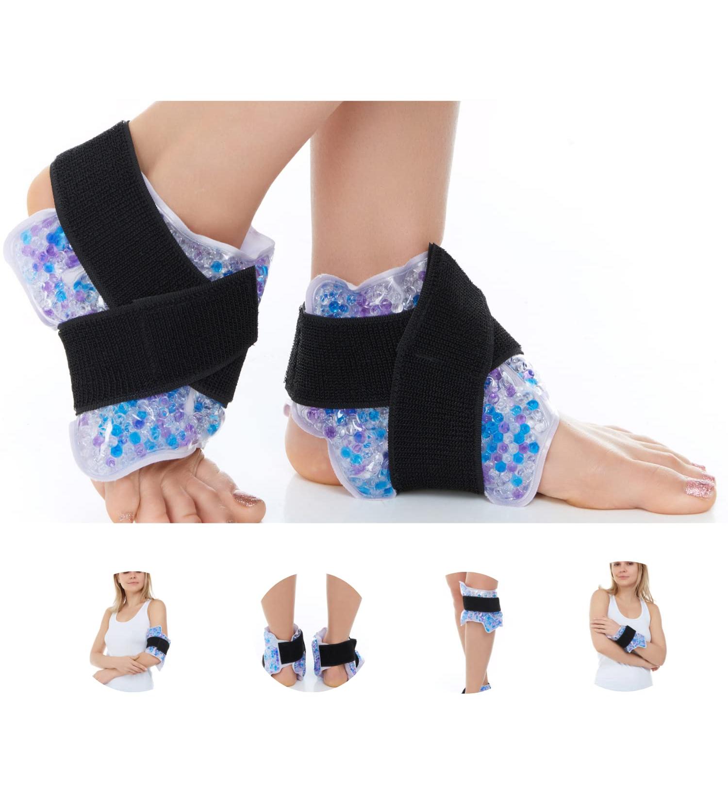 FOMI Ankle Hot Cold Gel Bead Ice Packs | 2 Pack for Pain Relief | Ideal for Swelling, Plantar Fasciitis, Achilles Tendonitis, and Sprained Ankles - Buy Online on GoSupps.com