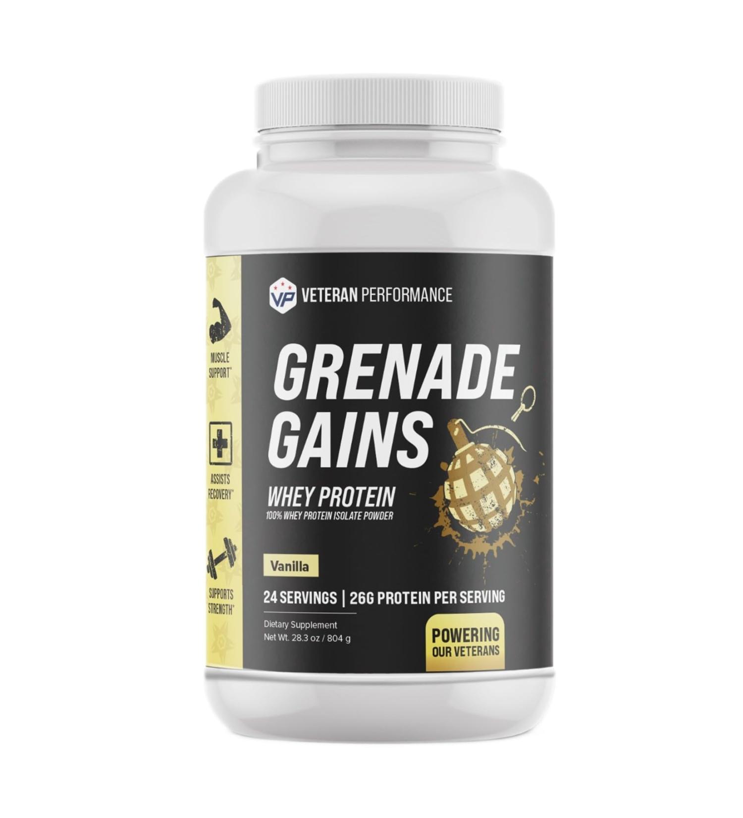 Grenade Gains 100% Whey Protein Powder Vanilla - 21g Protein Muscle Building 1.76 lbs - Premium Whey Blend for Enhanced Performance - Buy Online on GoSupps.com