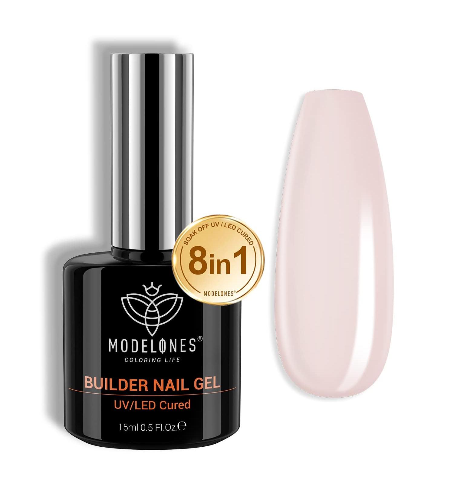 Modelones Builder Nail Gel 8-in-1 Cover Nude Gel Builder LED Nail Lamp Cured Hard Gel Builder for Nail Thickening Nail Strengthener Extension Gel Rubber Base Gel Polish Glue Gel in a Bottle - Buy Online on GoSupps.com