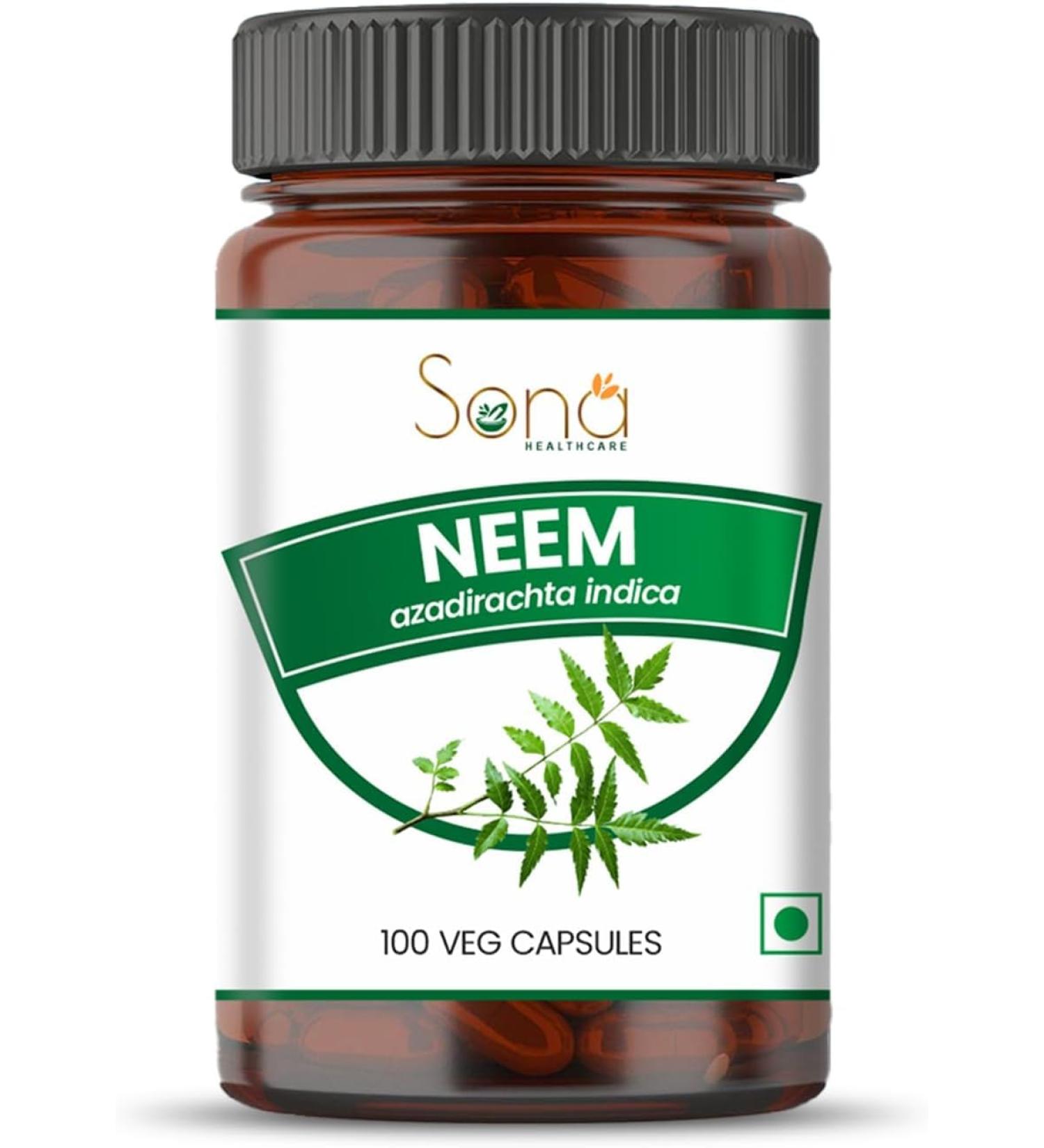 SONA Neem Capsule - 1000mg Veg Capsules 100 Count (Pack of 1) - Buy Online on GoSupps.com