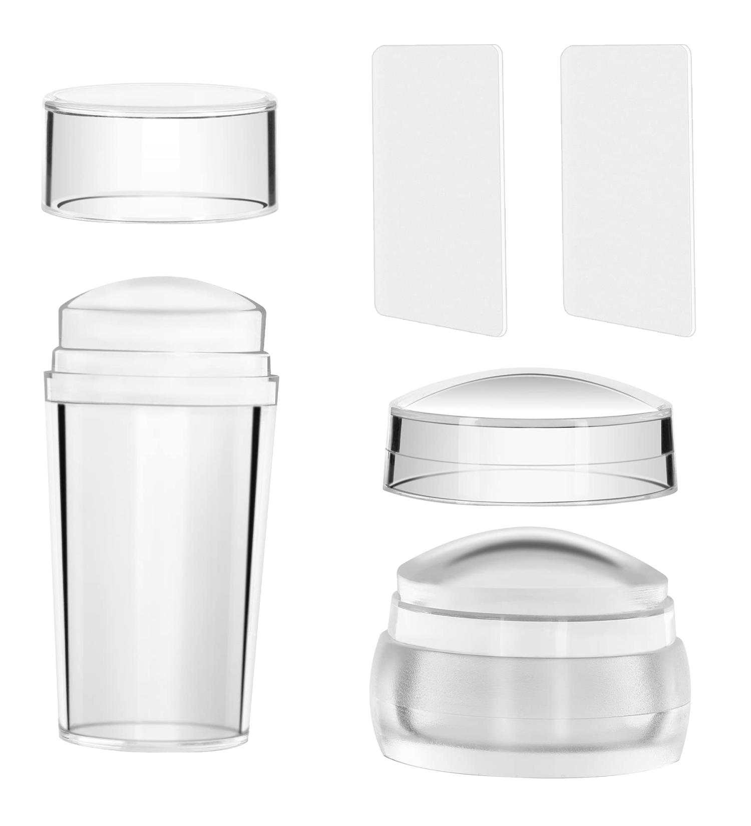 2-Piece Clear Silicone Nail Stamper Set with Scraper - Transparent Jelly Nails Art Template Tools for DIY Nail Designs - Buy Online on GoSupps.com