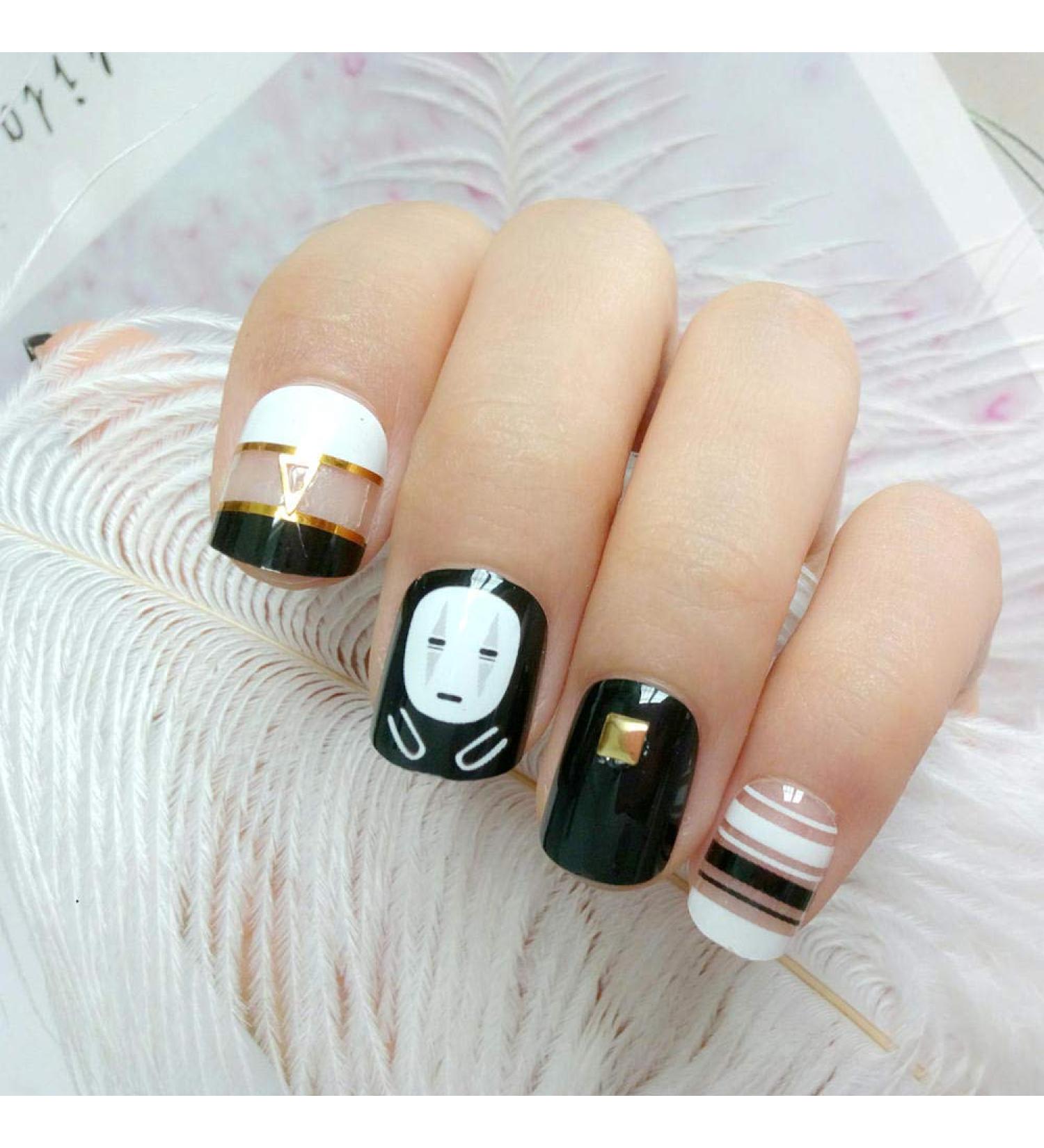 HUJL Artificial Fake Nails - Short Grimace Style | DIY Design Ladies Fingernails & Nail Tools | International Shipping - Buy Online on GoSupps.com