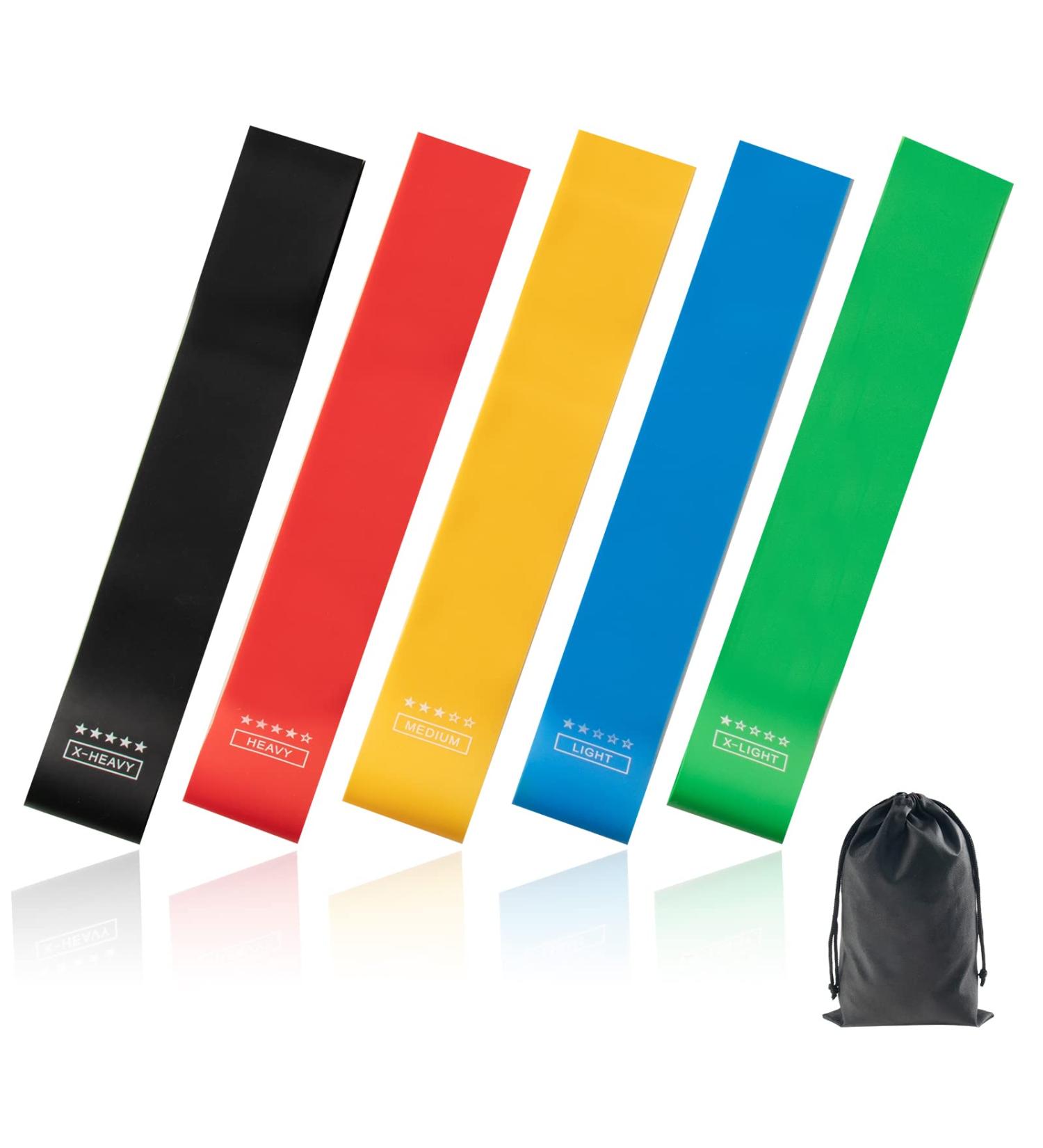 Buy Resistance Band Set - 5 Latex Exercise Bands with Levels for Home Workouts Therapy & Strength Training - Buy Online on GoSupps.com
