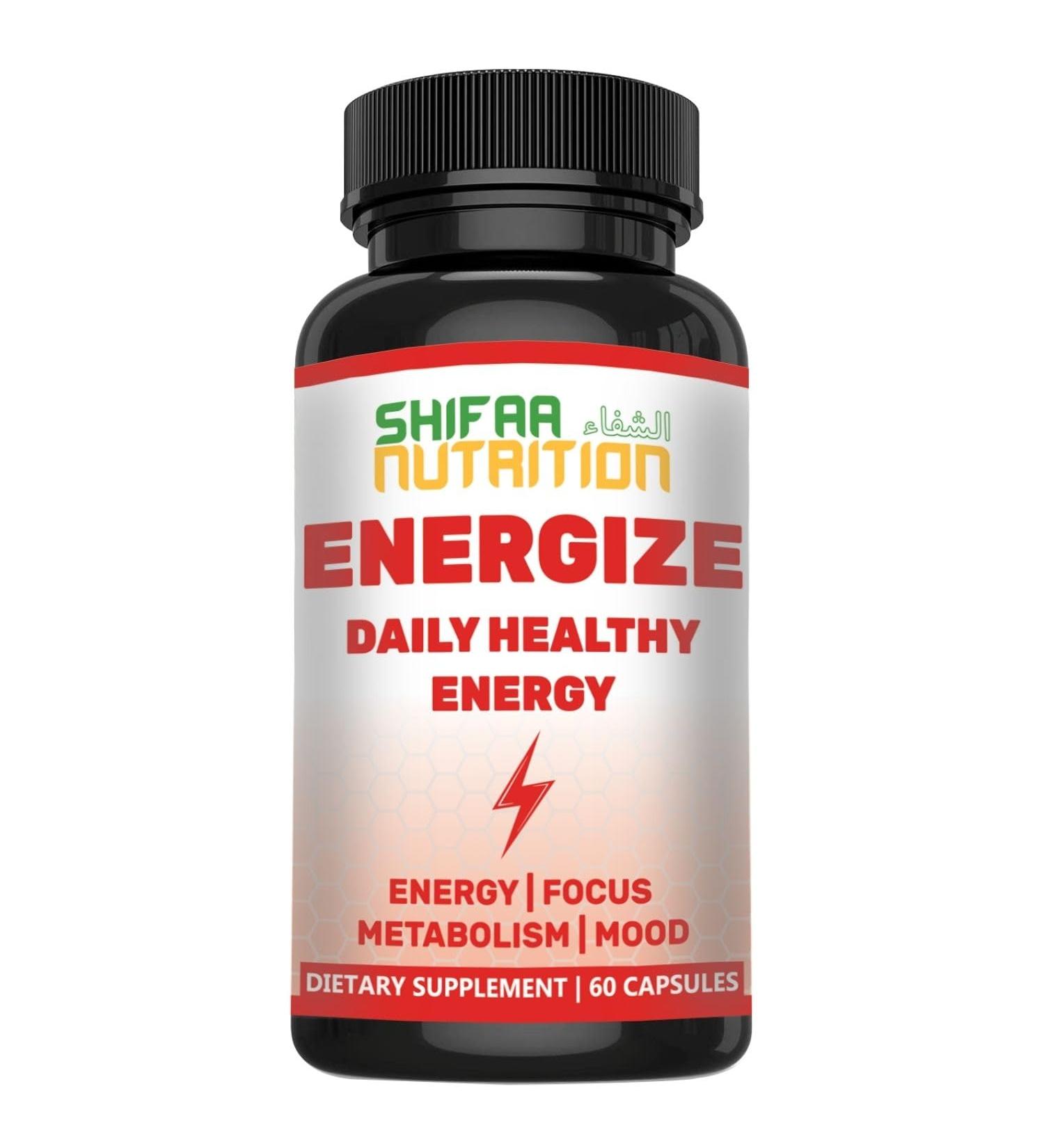 Natural Daily Energy Vitamins | Jitter-Free Focus & Mood Support | 60 Servings with Caffeine Taurine & Halal B Vitamins - Buy Online on GoSupps.com