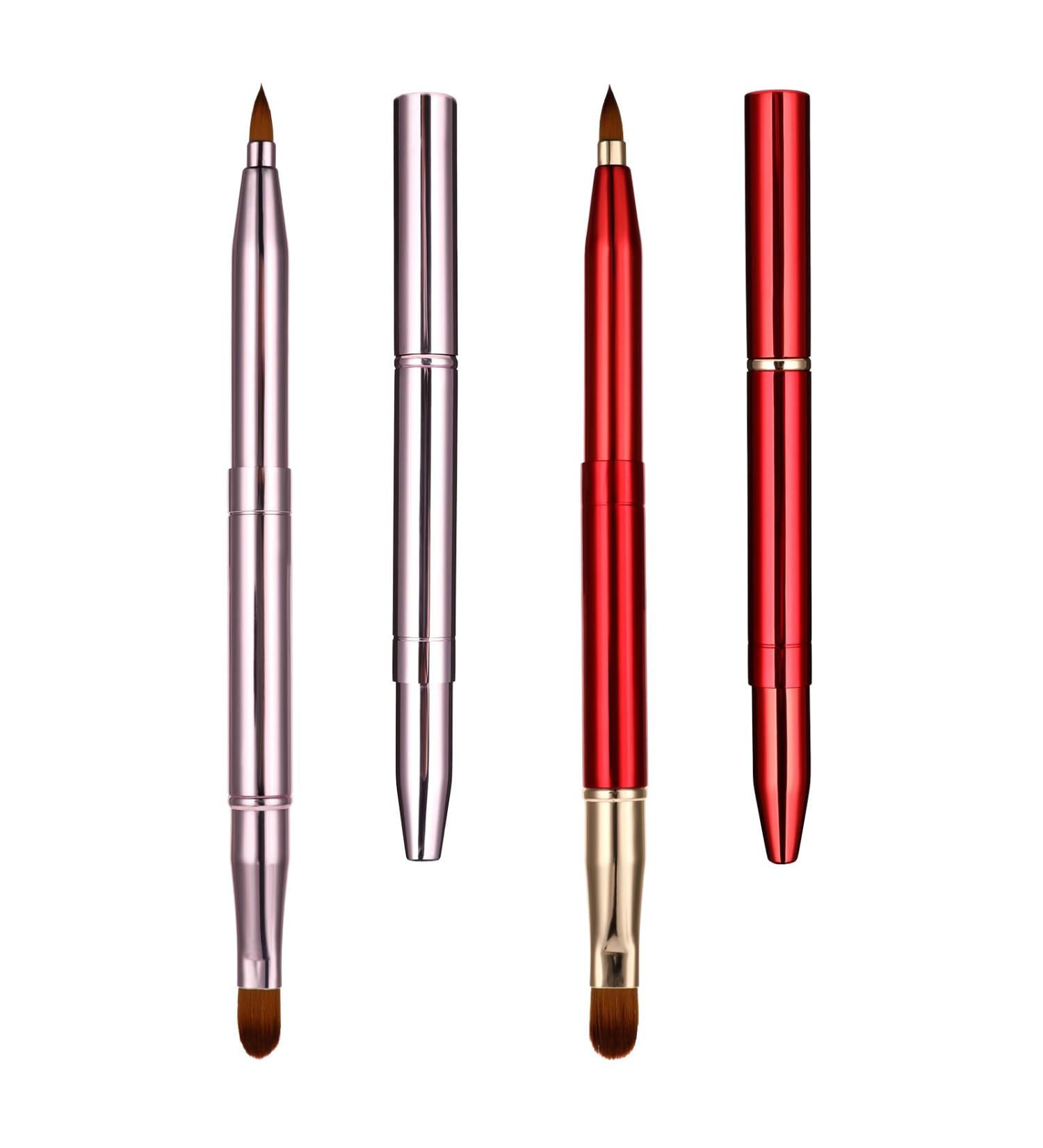 Simarro 2Pcs Retractable Lip Brush Set - Double-Ended Travel Makeup Tool for Lipstick & Gloss - Portable and Cover Included - Ideal for Women and Girls (Pink+Red) - Buy Online on GoSupps.com