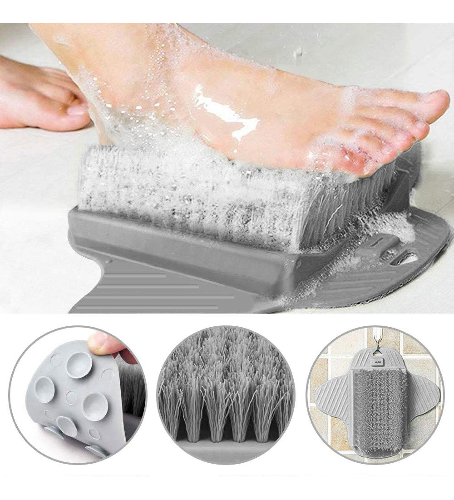 Perfetsell Foot Brush Shower - 35x23cm Gray Foot Care Scrubber with Suction Cups for Ultimate Foot Cleaning & Massage - Buy Online on GoSupps.com