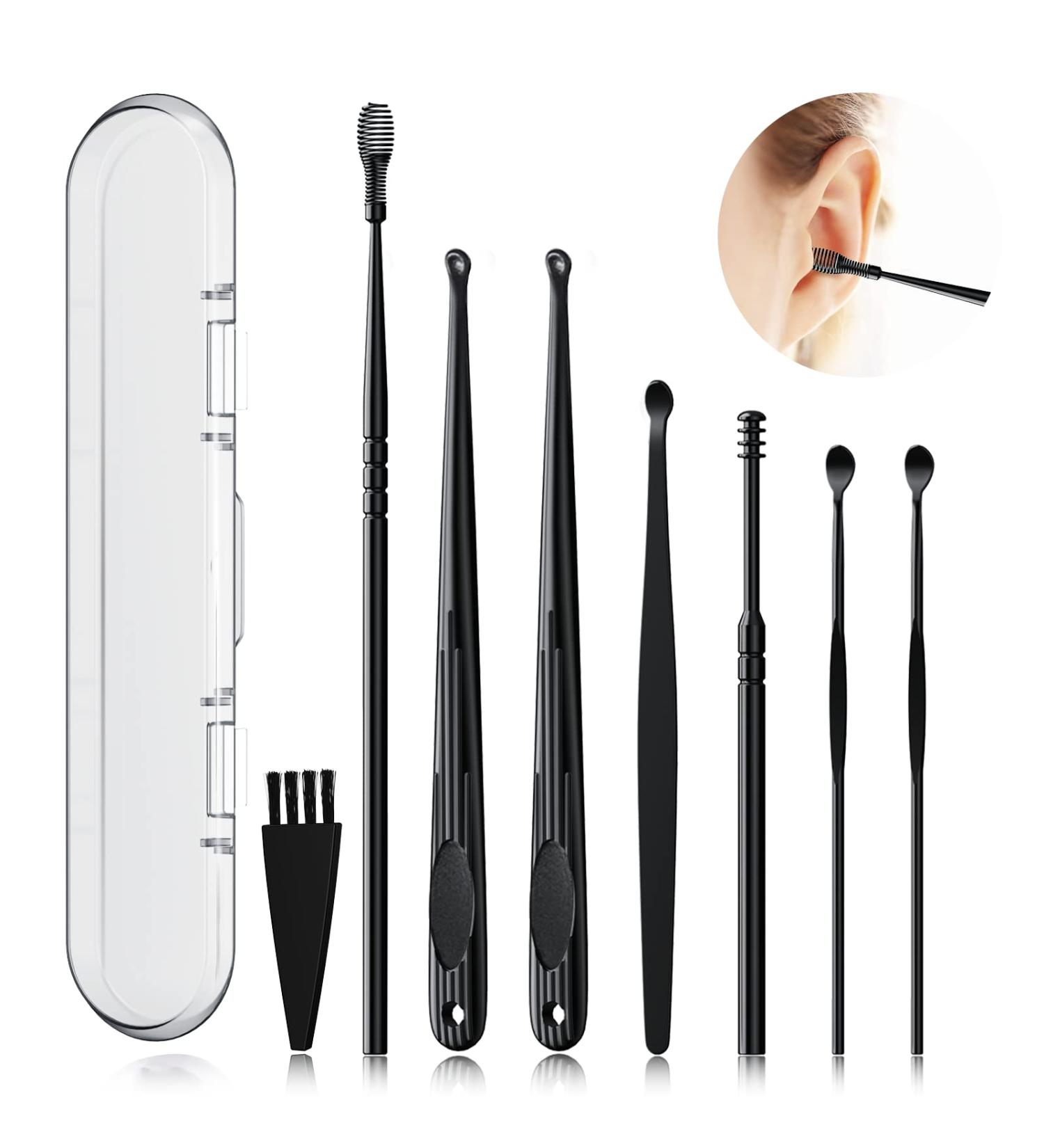Ear Wax Removal Tool  8 Pcs Ear Pick Ear Wax Removal Kit  Ear Cleansing Tool Set  Earwax Removal with a Cleaning Brush and Storage Box