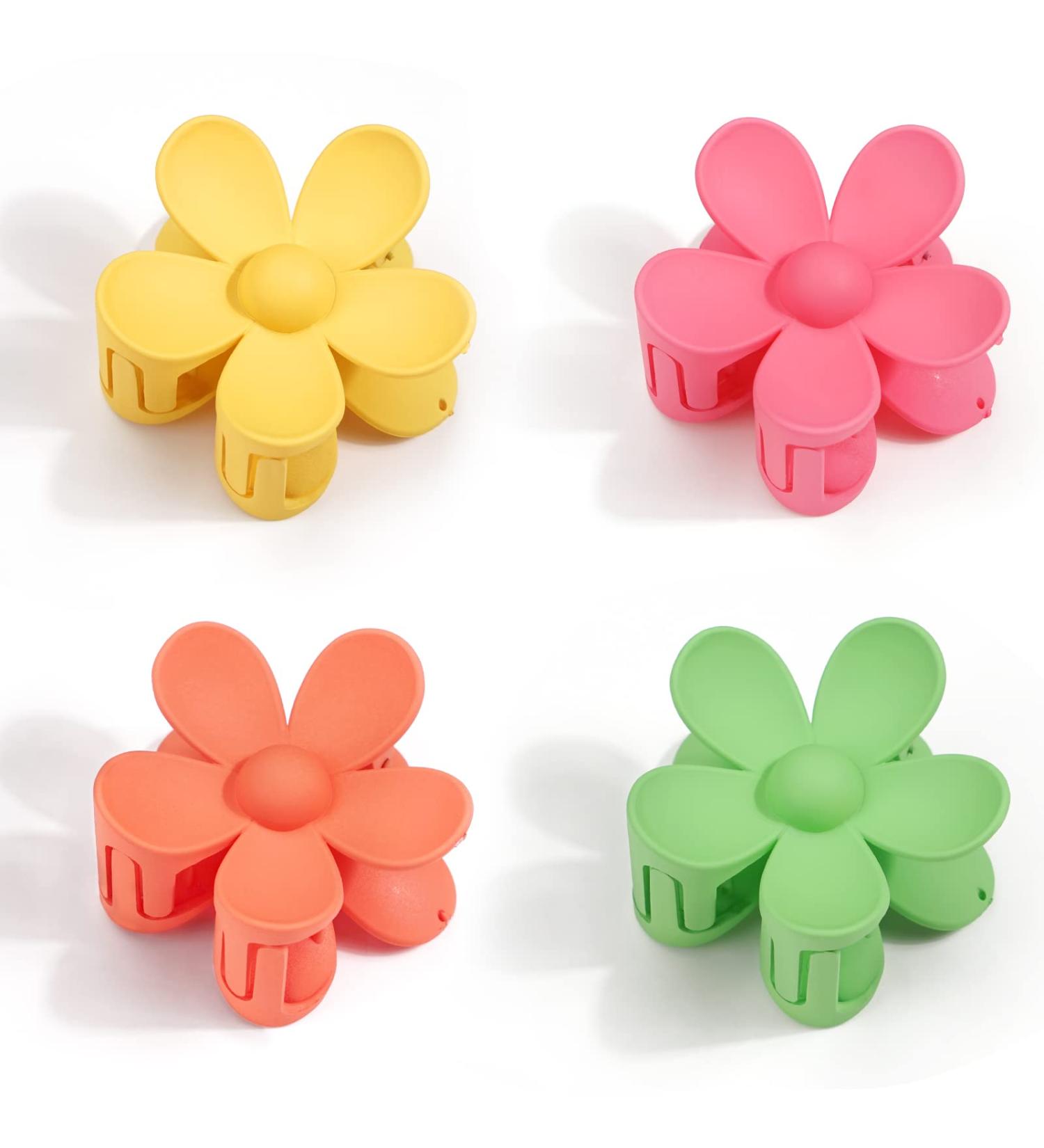 MiDoDo Hawaiian Flower Hair Clips for Women 4 Pack Flower Hair Claw Clips Plumeria Claw Clips for Thin Hair Large Claw Clips for Thick Hair Beach Tropical Hair Accessories for Girls Khaki - Buy Online on GoSupps.com
