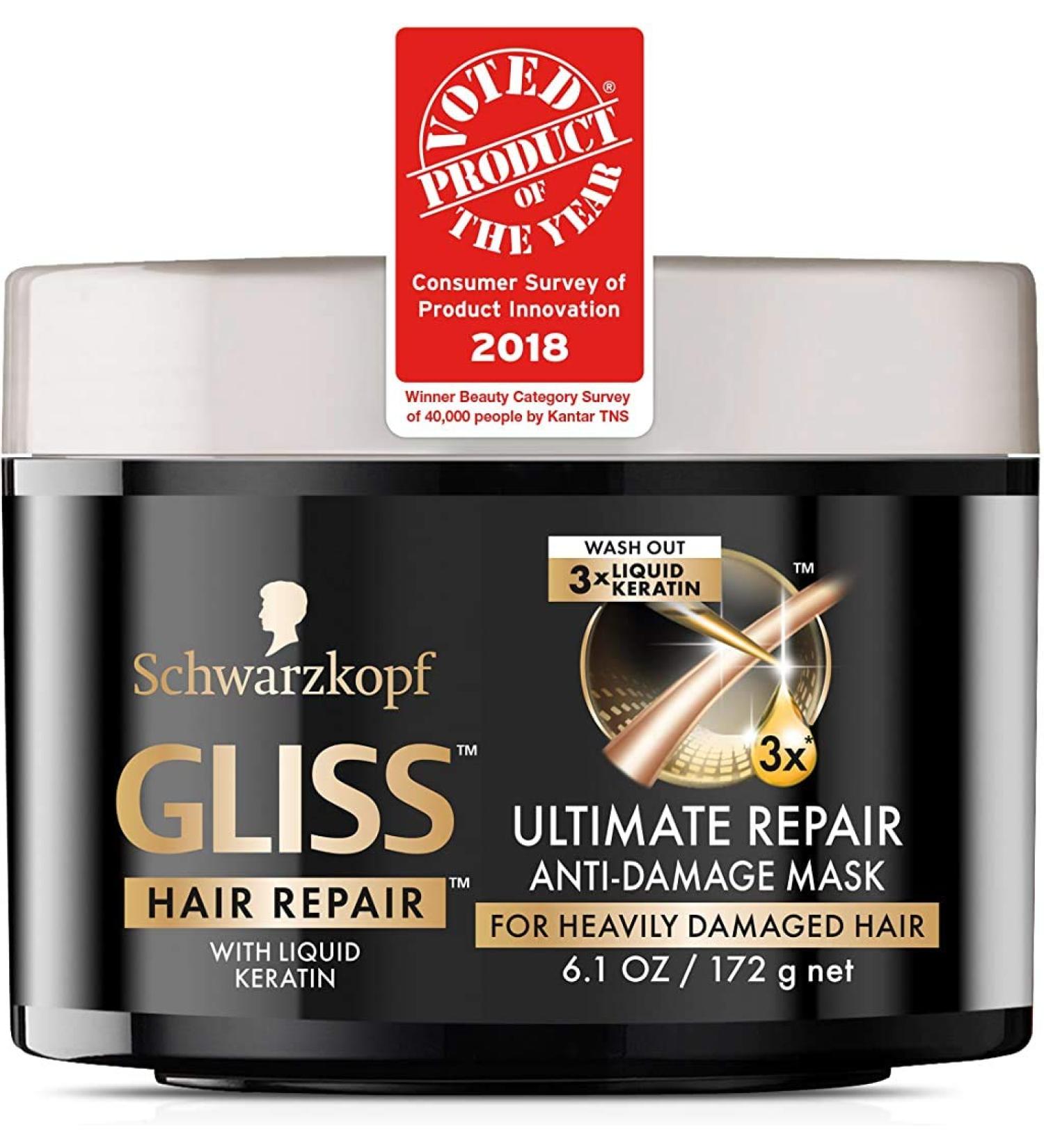 Gliss Mask Ultimate Repair Anti-Damage 6.1 Ounce Jar (180ml) 6.1 Ounce (Pack of 1)