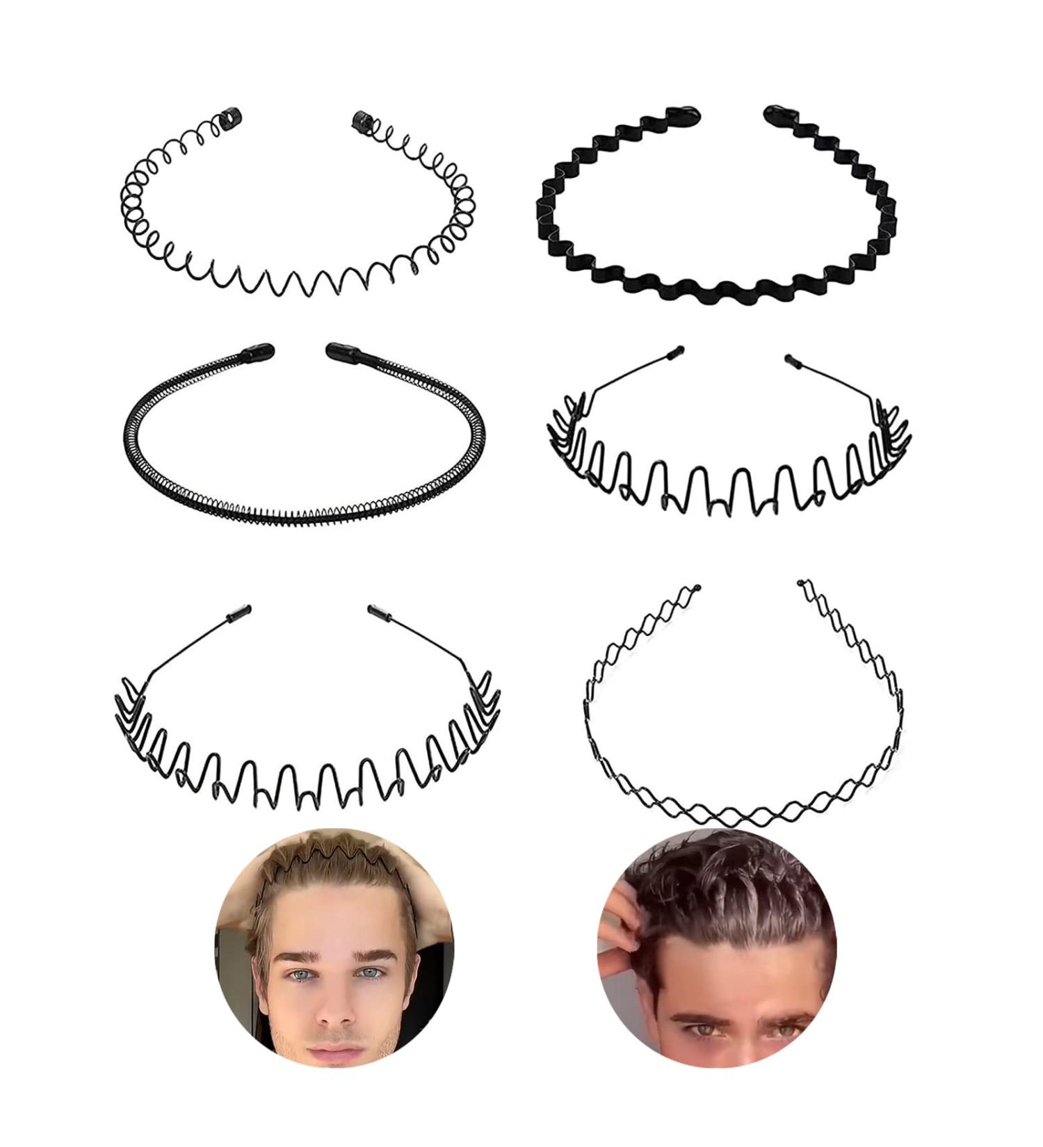 6-Piece Unisex Non-Slip Elastic Shaft Metal Headbands for Sports & Daily Make-Up - Stylish Black Hair Accessories - Buy Online on GoSupps.com