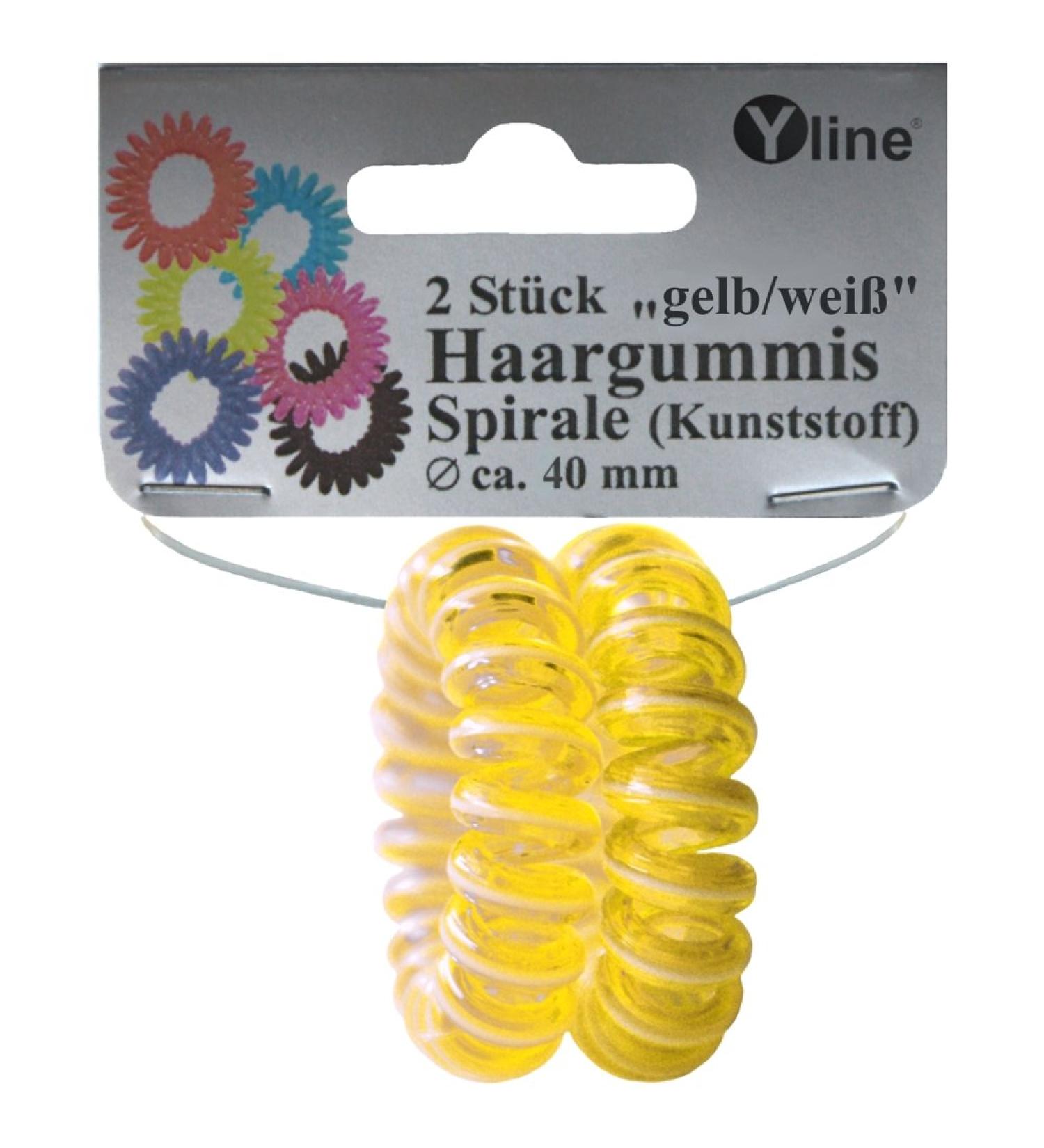 2 Hair tie yellow/white (trans.) Plastic hair accessories braid rubber hair tie spiral hair spiral braid spiral telephone cable 2784-05