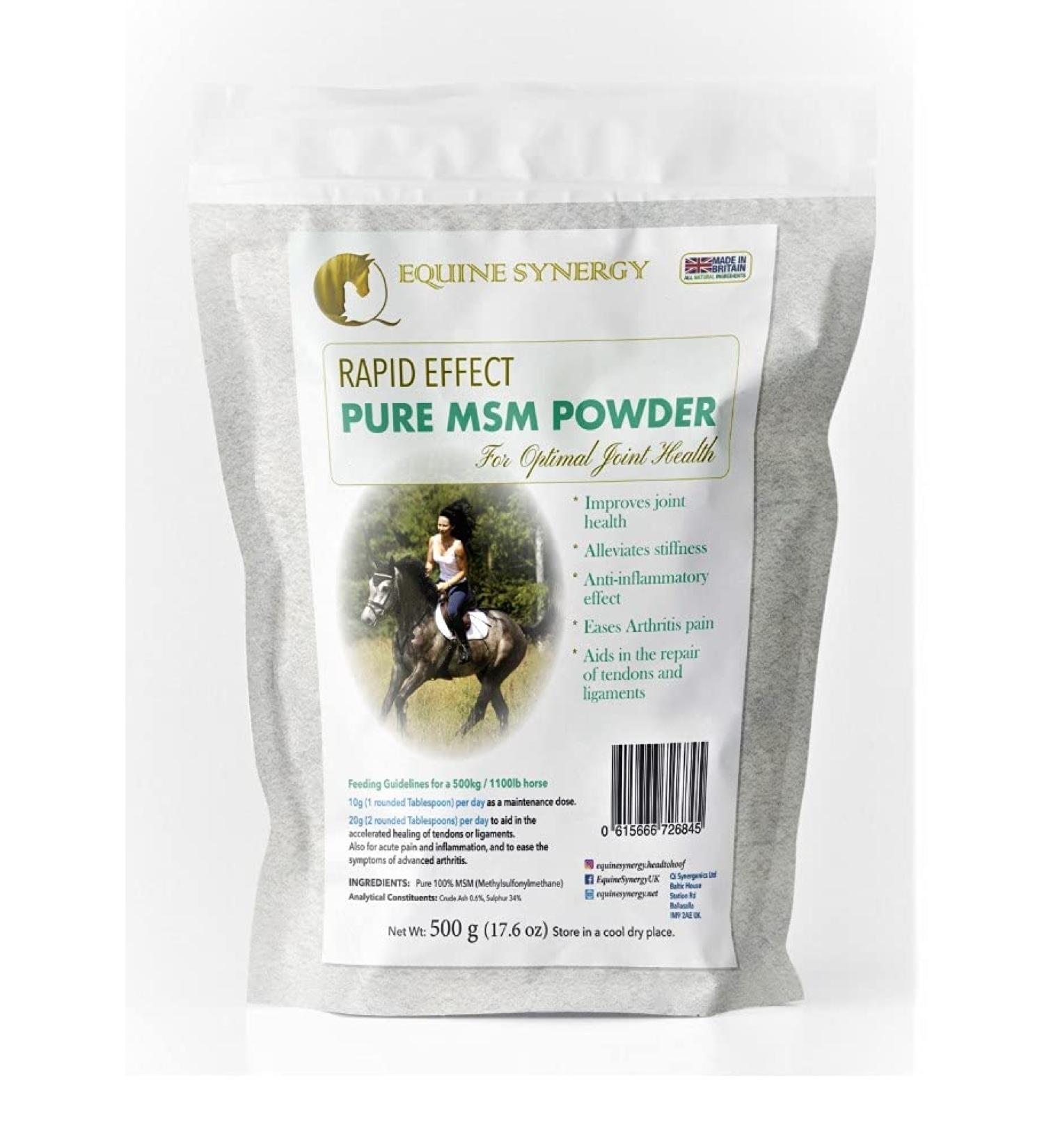Equine Synergy MSM for Horses and Ponies - 100% Pure Fast-Acting MSM Powder for Optimal Joint Health Plus the Reduction of Pain and Inflammation - Buy Online on GoSupps.com