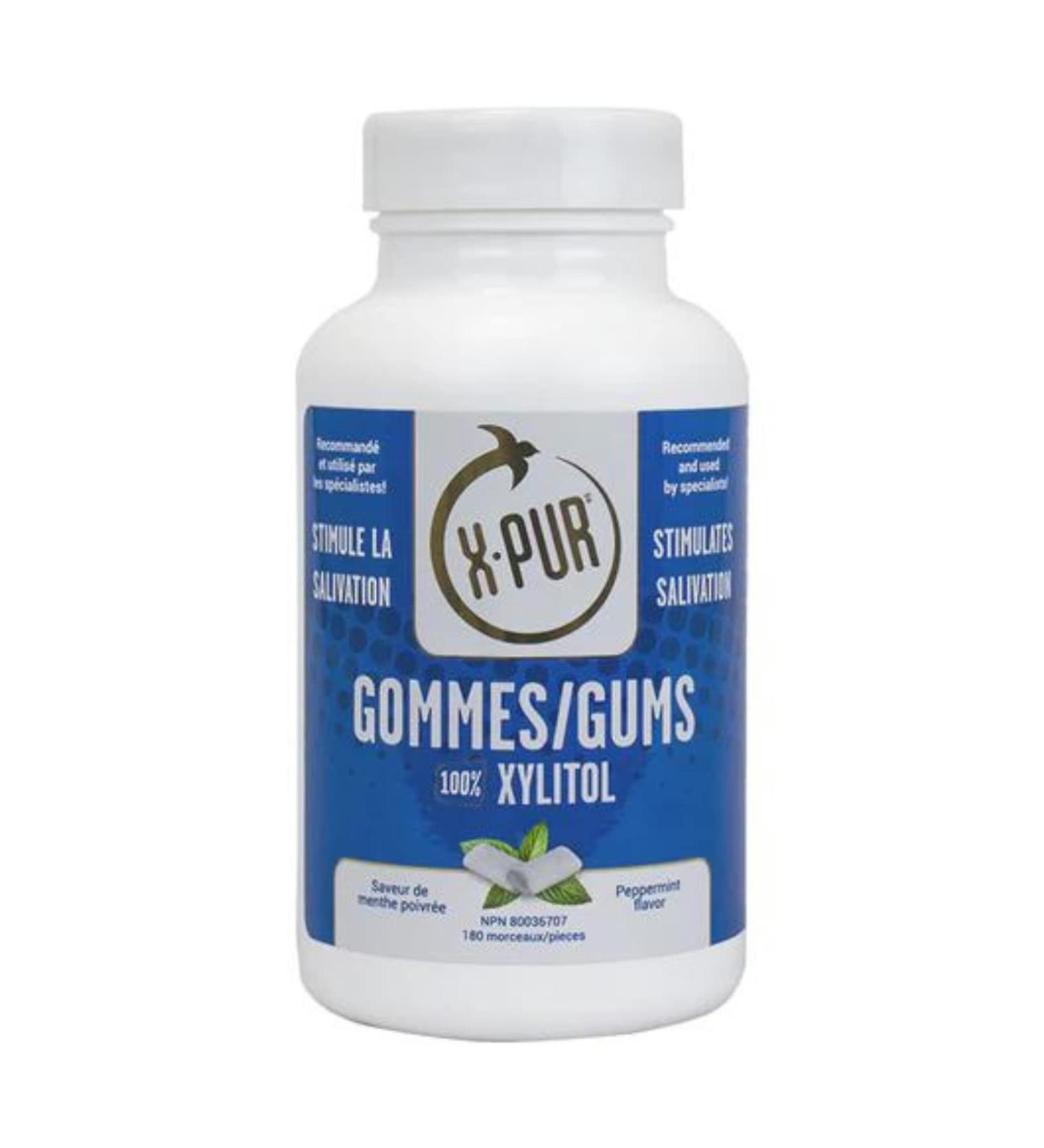 X-PUR - Xylitol Gum For Dry Mouth And Bad Breath - Peppermint Flavored Xylitol Gum - Perfect For Diabetics - Stimulates Saliva - 100% Natural - Gluten-Free GMO Free - Pack of 180 Gums - Buy Online on GoSupps.com