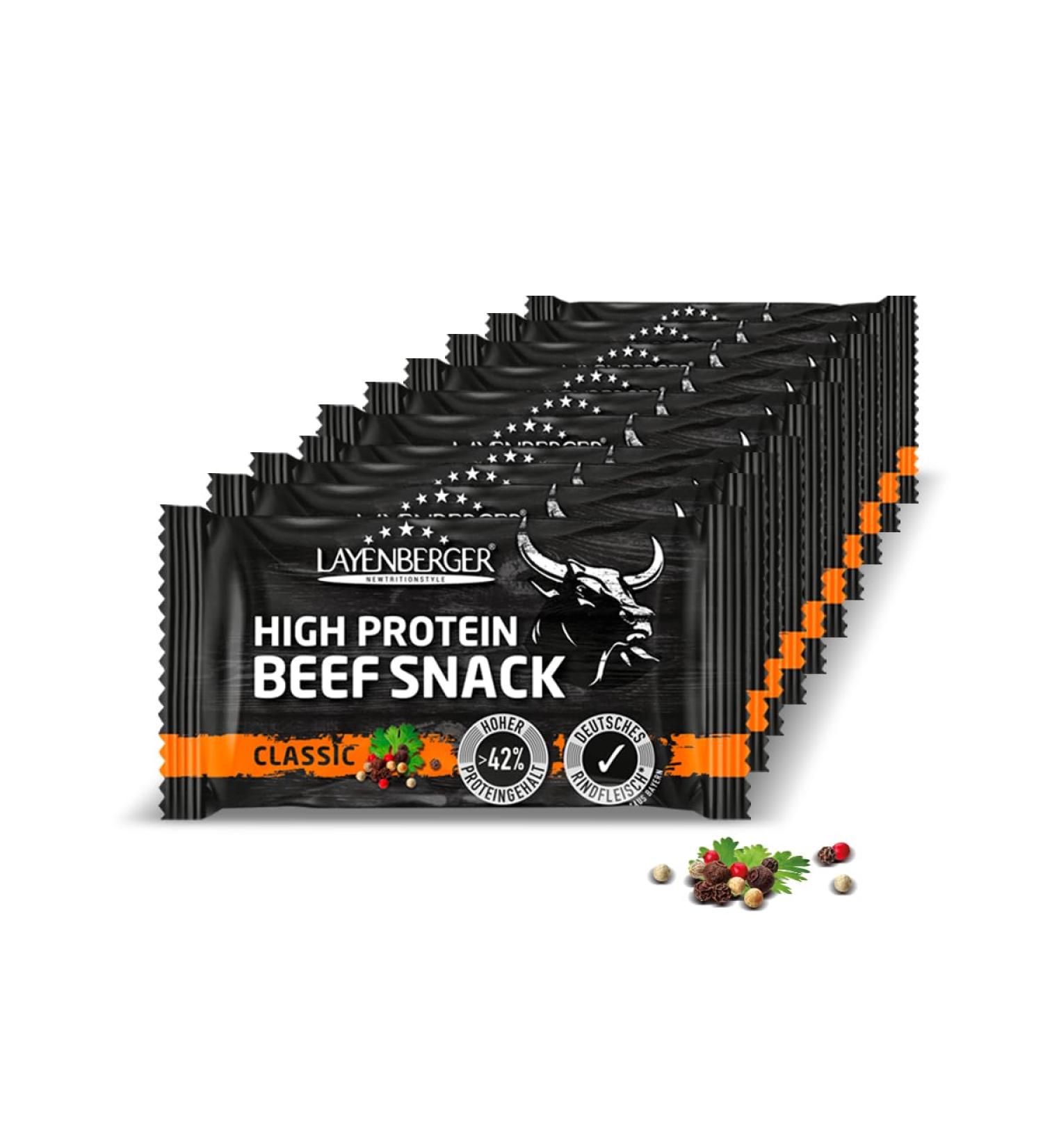 Layenberger High Protein Beef Snack Classic - 41% Protein Low Carb (1x35g) - Hearty German Beef Snack - Buy Online on GoSupps.com